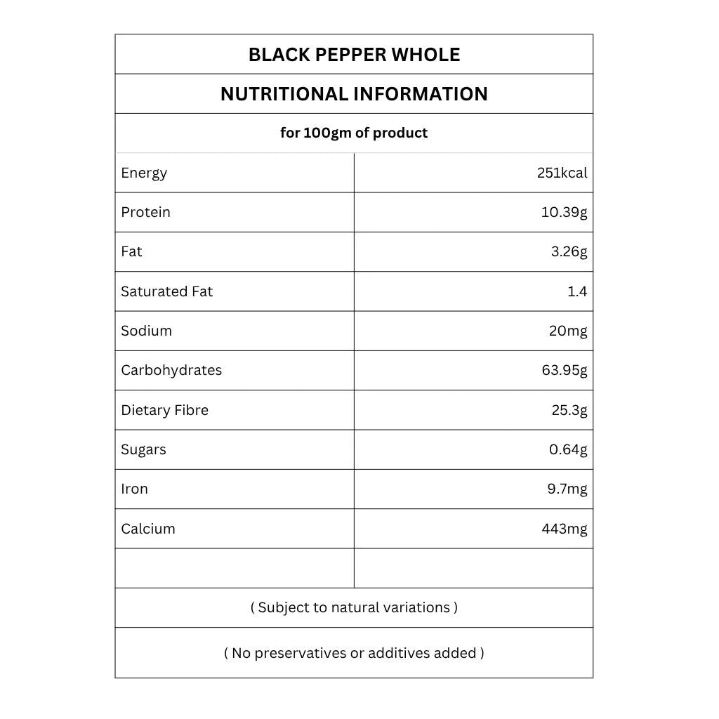 Natural Black Pepper Whole | Kali Mirch | Sohmrit | Regional Speciality-Meghalaya | 100g