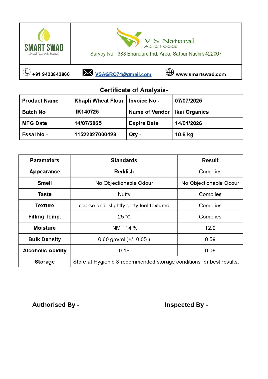 Organic Khapli Atta | Emmer wheat Flour | Regional Speciality-Maharashtra | 900g