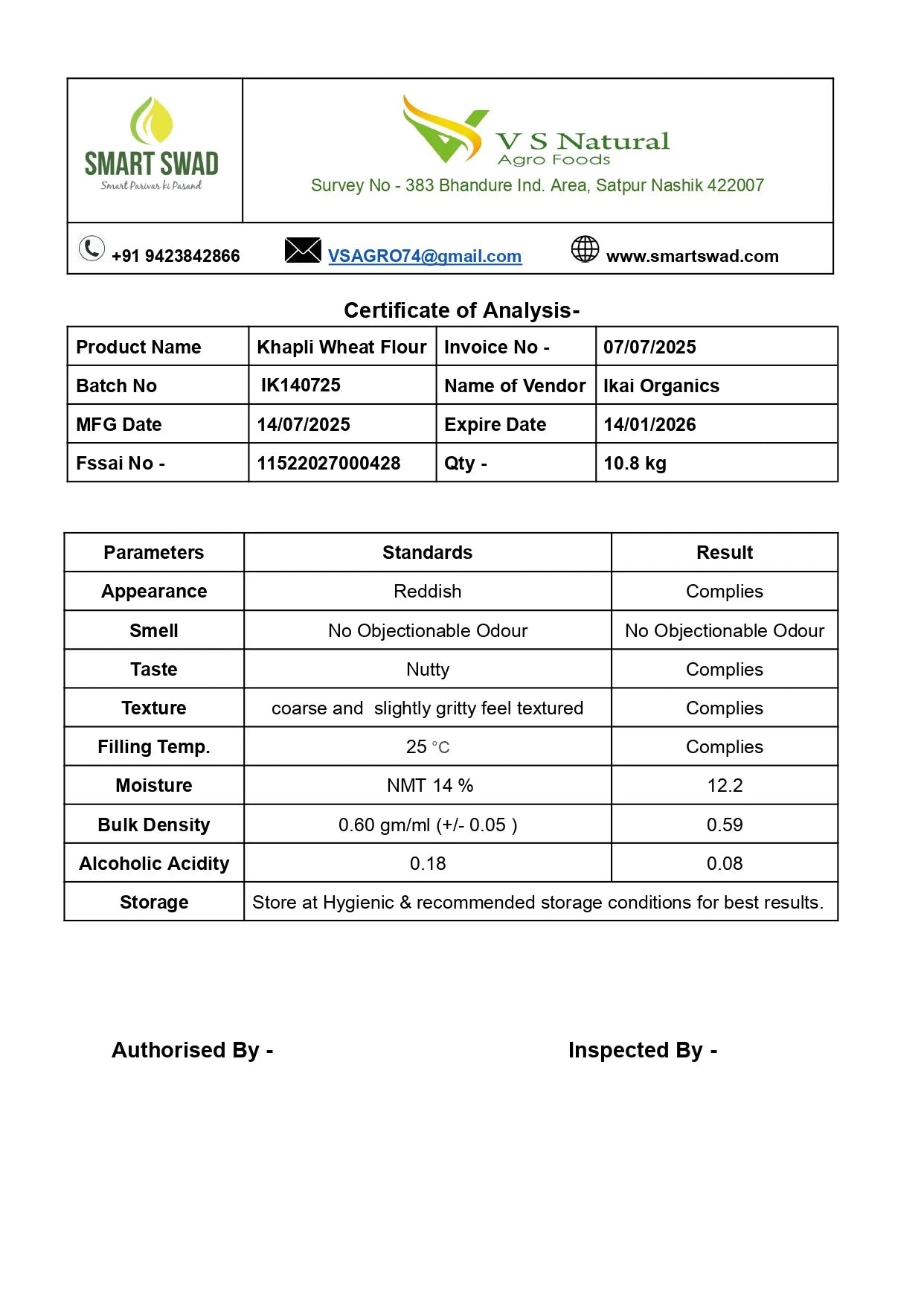 Organic Khapli Atta | Emmer wheat Flour | Regional Speciality-Maharashtra | 900g