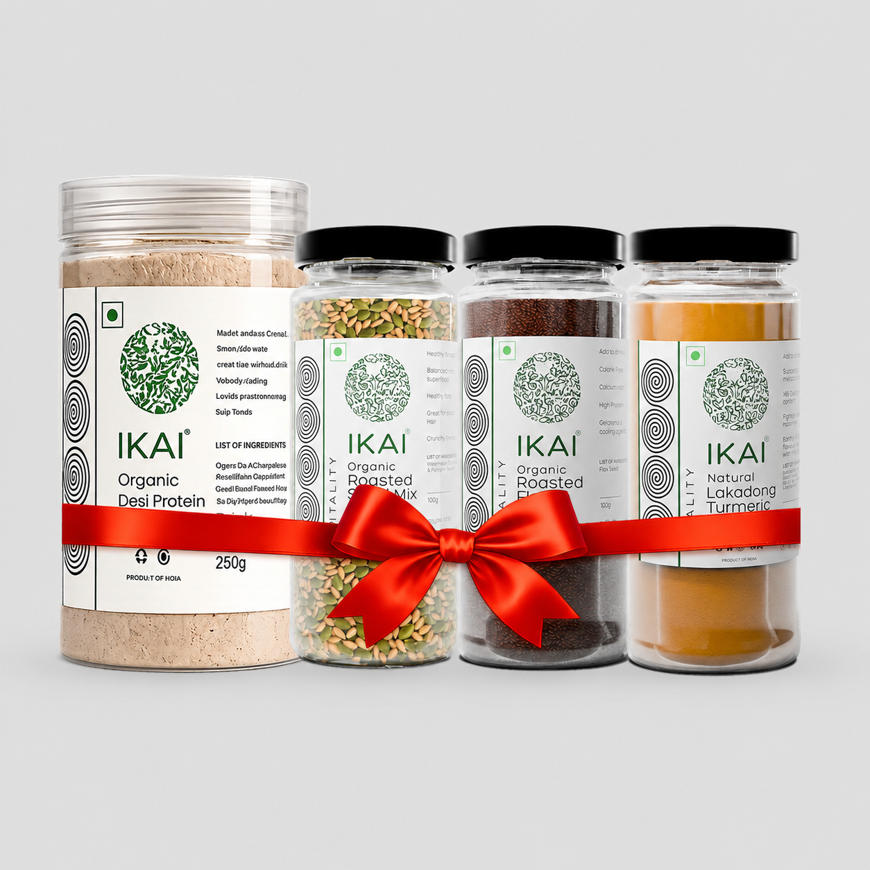 HEALTH IN A BOTTLE - Desi Protein Drink(250g), Lakadong Turmeric Latte(100g), Seed Mix(100g), Flax Seeds(100g)