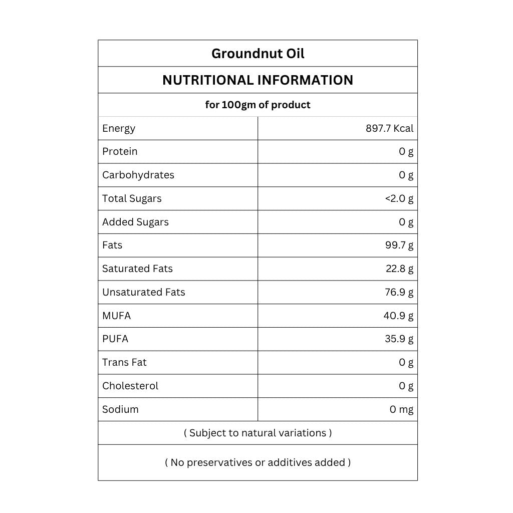 Organic Groundnut Oil | Cold Pressed | Wood Pressed | Unrefined | 1000ml