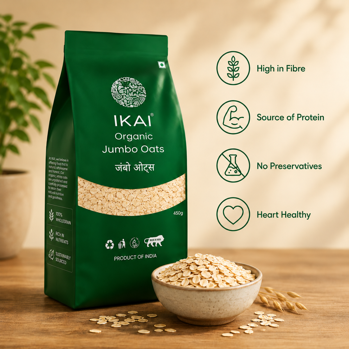 Organic Jumbo Oats | Healthy Breakfast | 450g