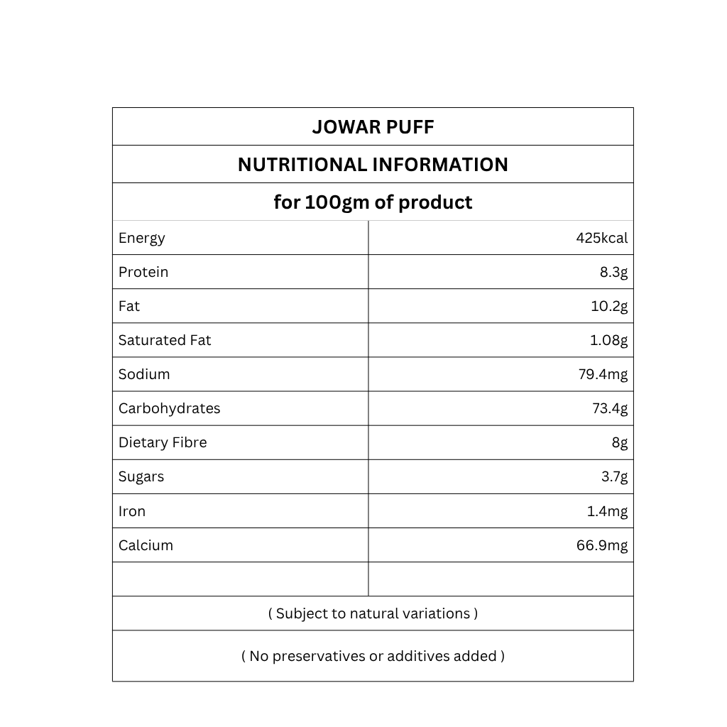 Organic Jowar Puff | Roasted | Customised For Vitality | Healthy Snack | 170g