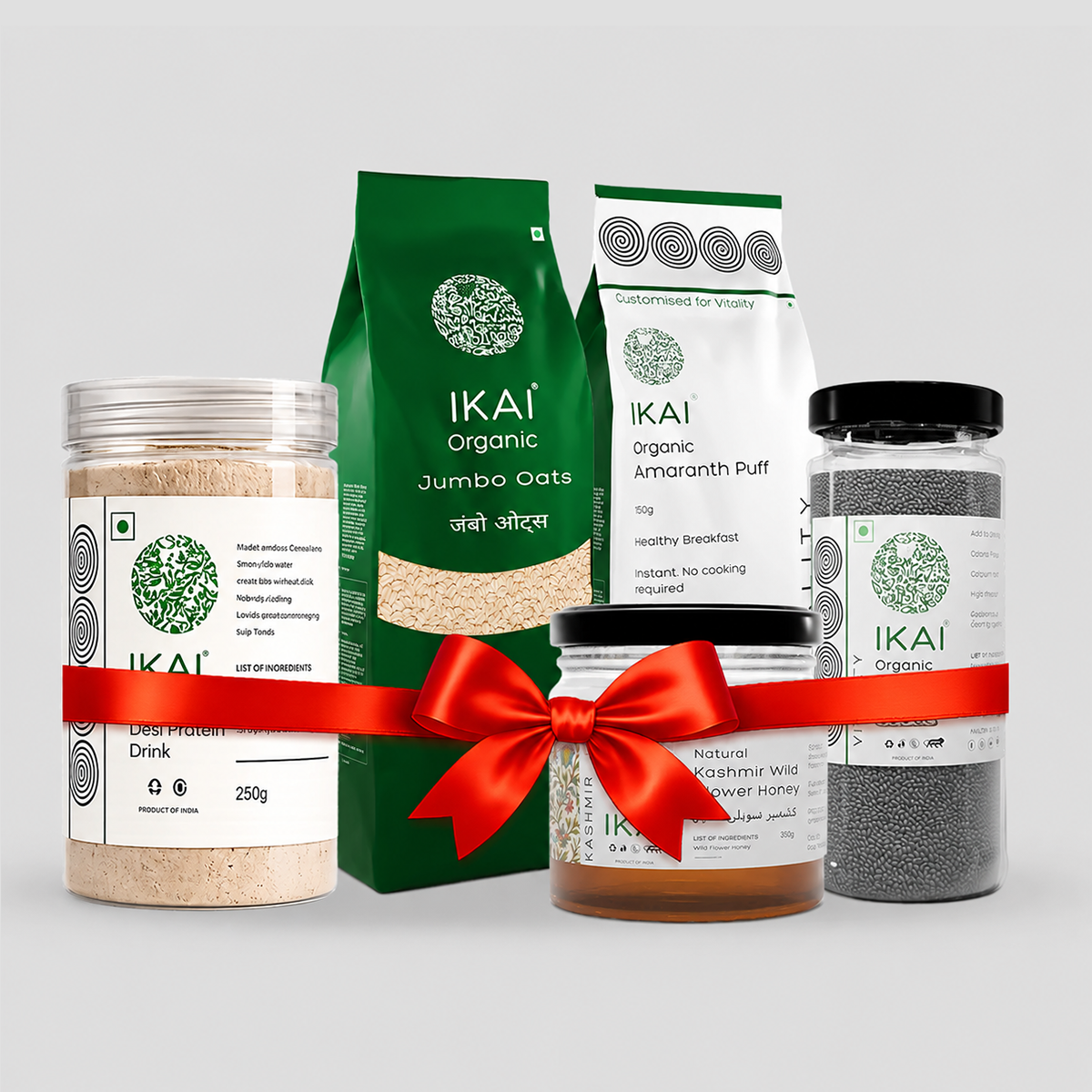 NO COOKING BREAKFAST - Jumbo Oats(500g), Desi Protein Drink(250g),Amaranth Puff(150g), Kashmir Wild Flower Honey(350g), Sweet Basil (Sabja) Seeds(100g)