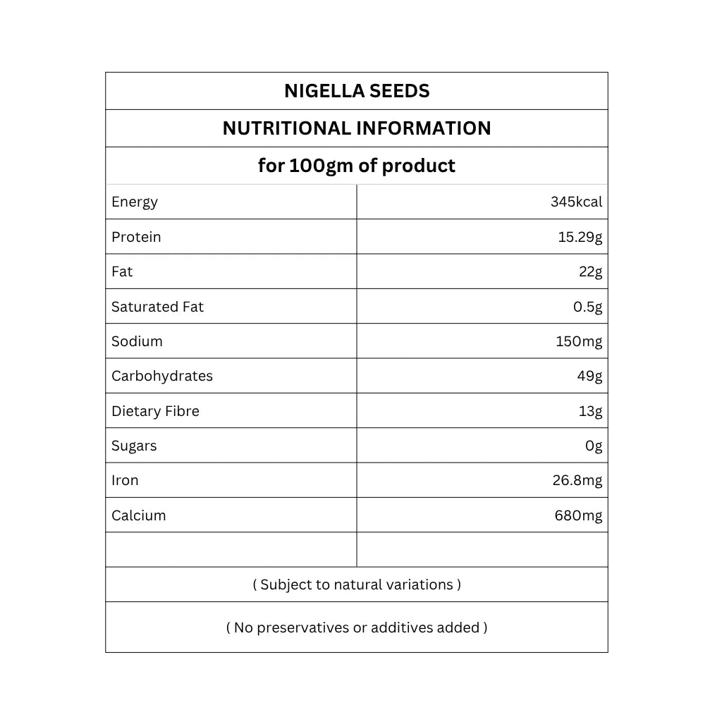 Natural Nigella Seeds | Kala Jeera | Kalonji | Mangrail | Aromatic Spice | 50g