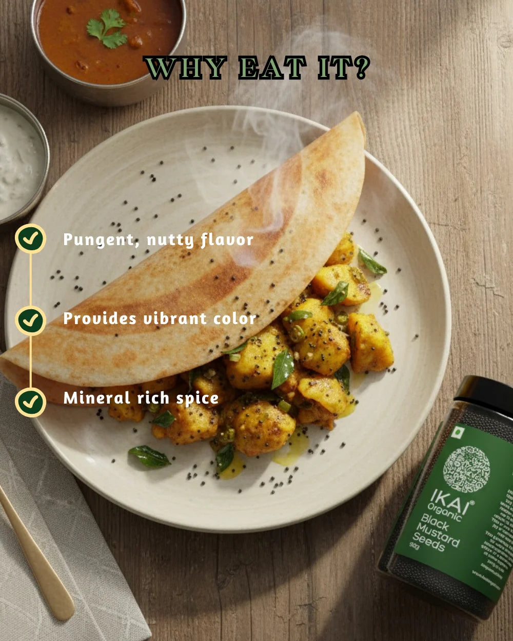 Organic Black Mustard Seeds | Kali Sarson | Pure | Pungent | 150g