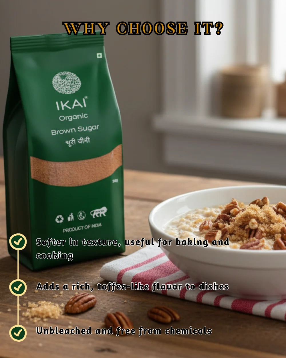 Organic Brown Sugar | Unrefined Cane Sugar | Healthy and Organic Foods | 500g