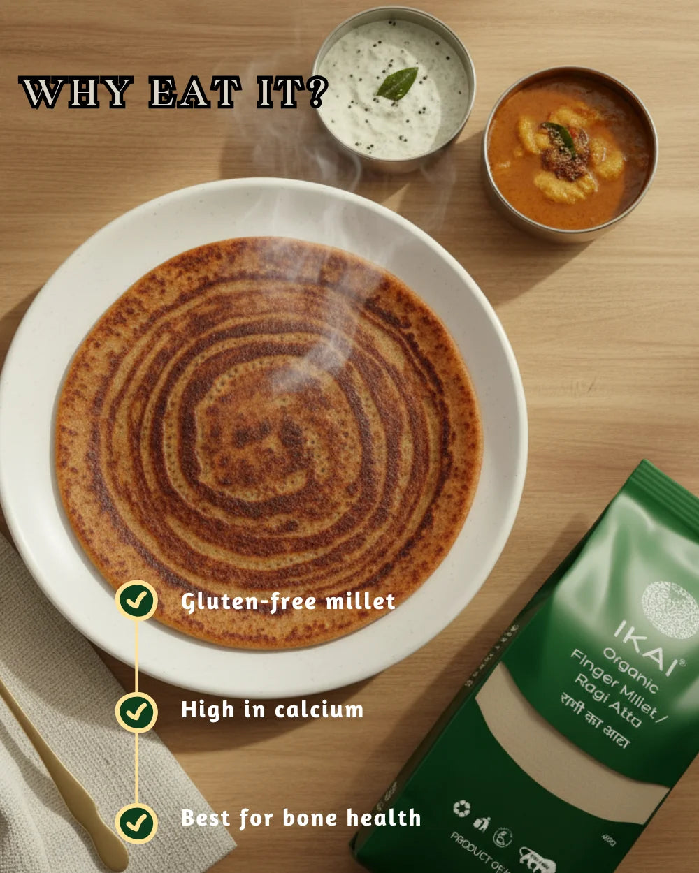 Organic Finger Millet/Ragi Atta | Gluten Free | Ancient Grain | Nachni | 450g