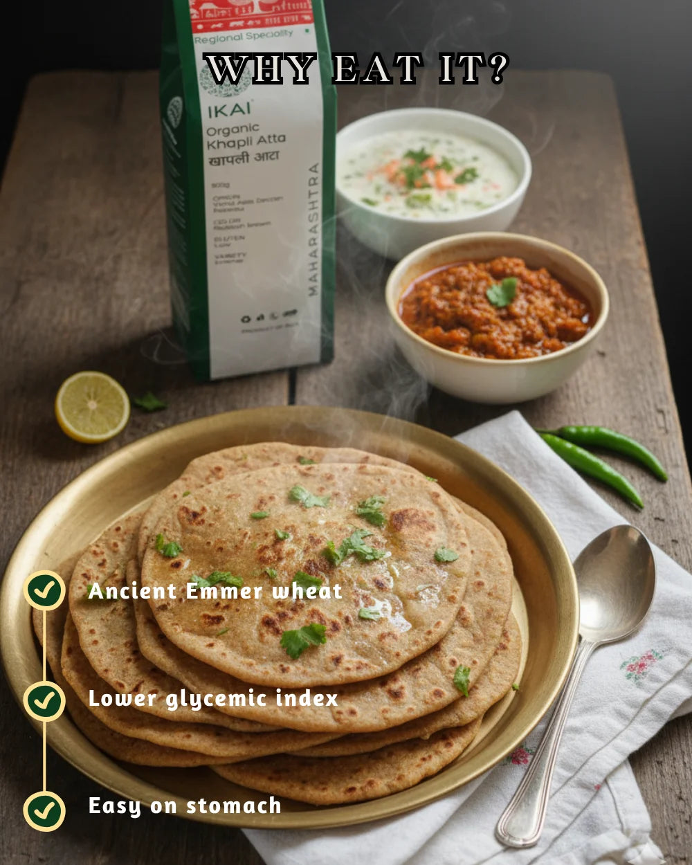 Organic Khapli Atta | Emmer wheat Flour | Regional Speciality-Maharashtra | 900g