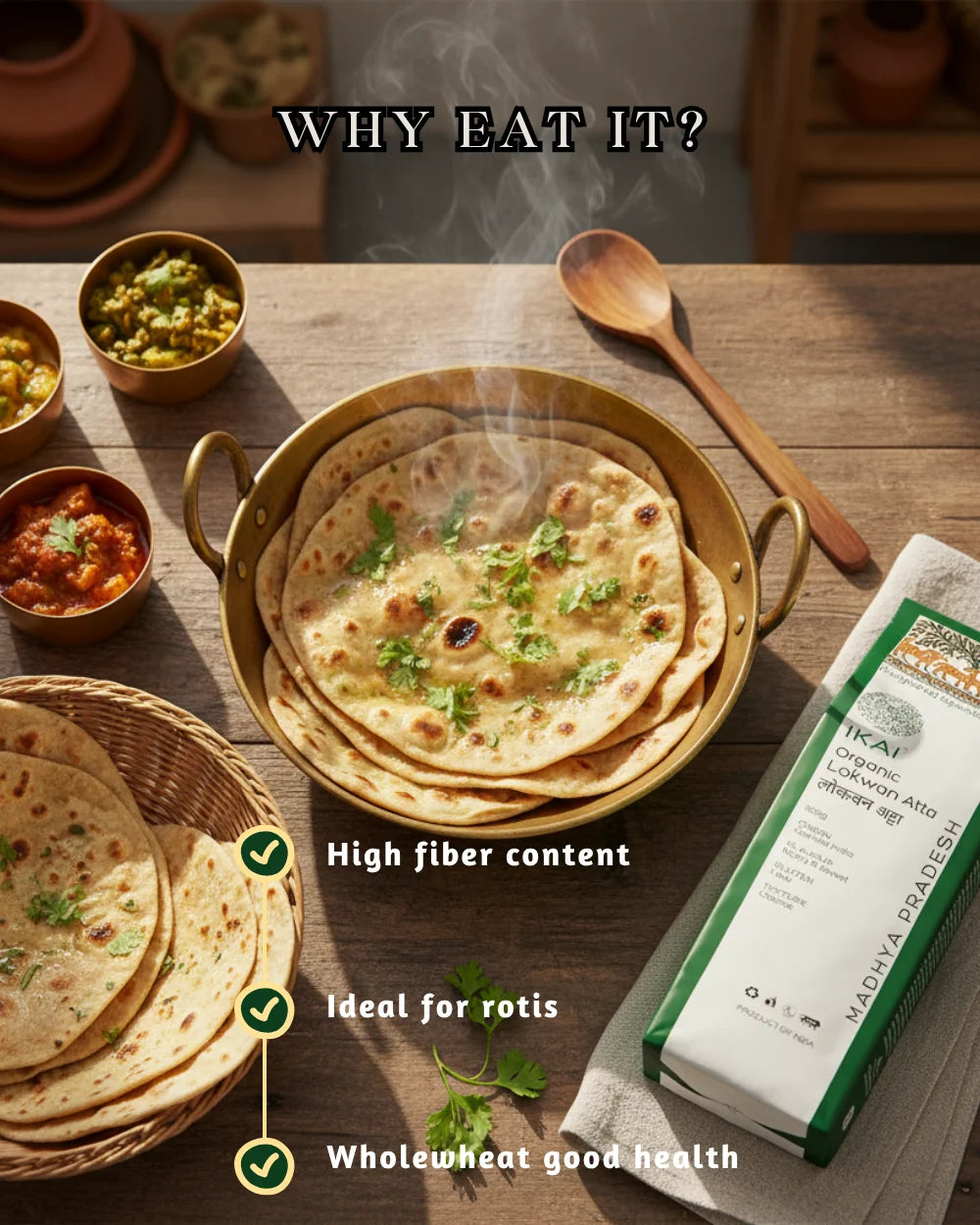 Organic Lokwan Atta | Wholewheat Flour | Regional Speciality Madhya Pradesh | 900g