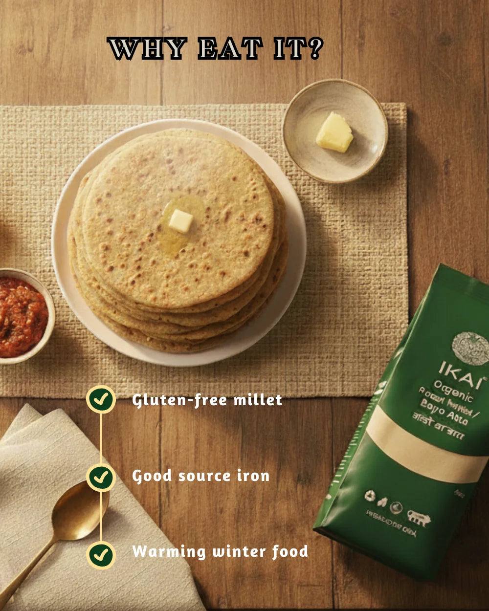 Bajra Flour (Pearl Millet Atta) Gluten Free | 450g | IKAI Organic