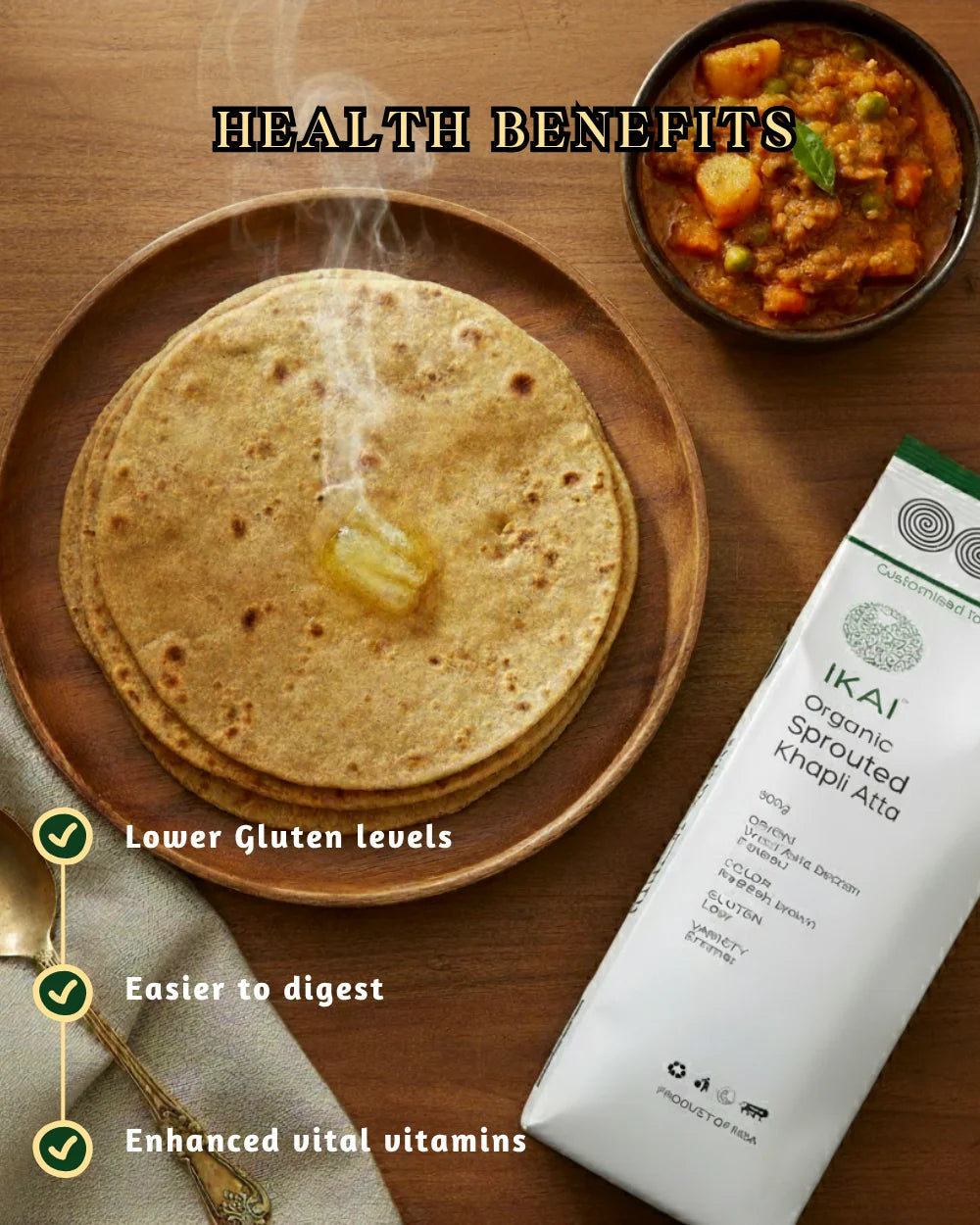 Organic Sprouted Khapli Atta | Ancient Emmer wheat | Sprouted | Customised for Vitality | 900g