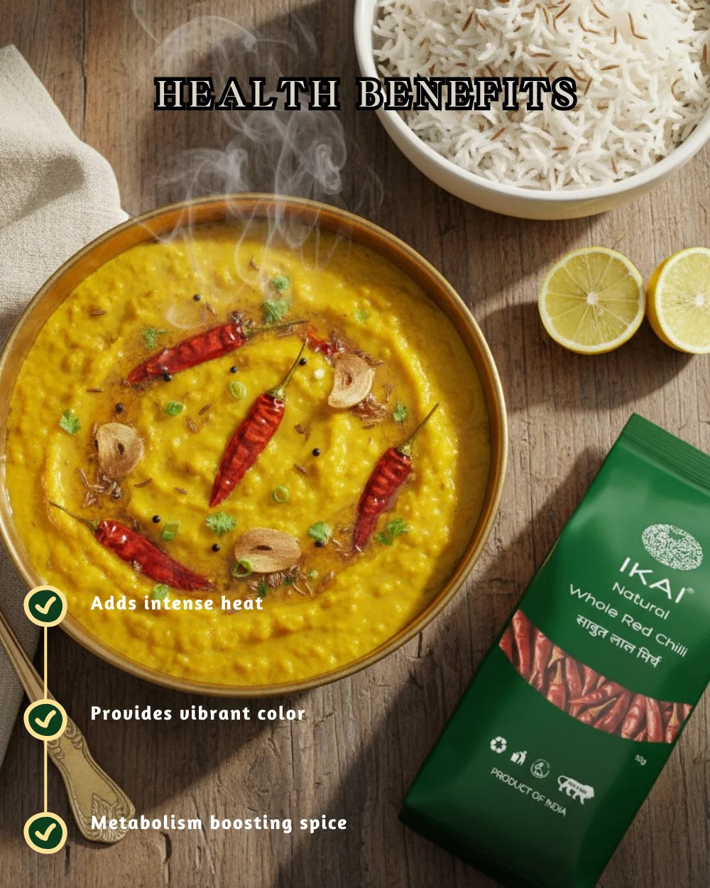 Organic Whole Red Chilli | Sabut Lal Mirch | Sundried | Red Colour | Hot | 50g