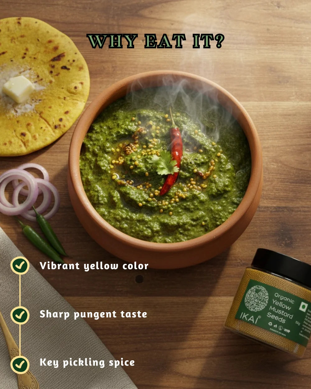 Organic Yellow Mustard Seeds | Peeli Sarson | Vibrant Color | Pungent | 50g