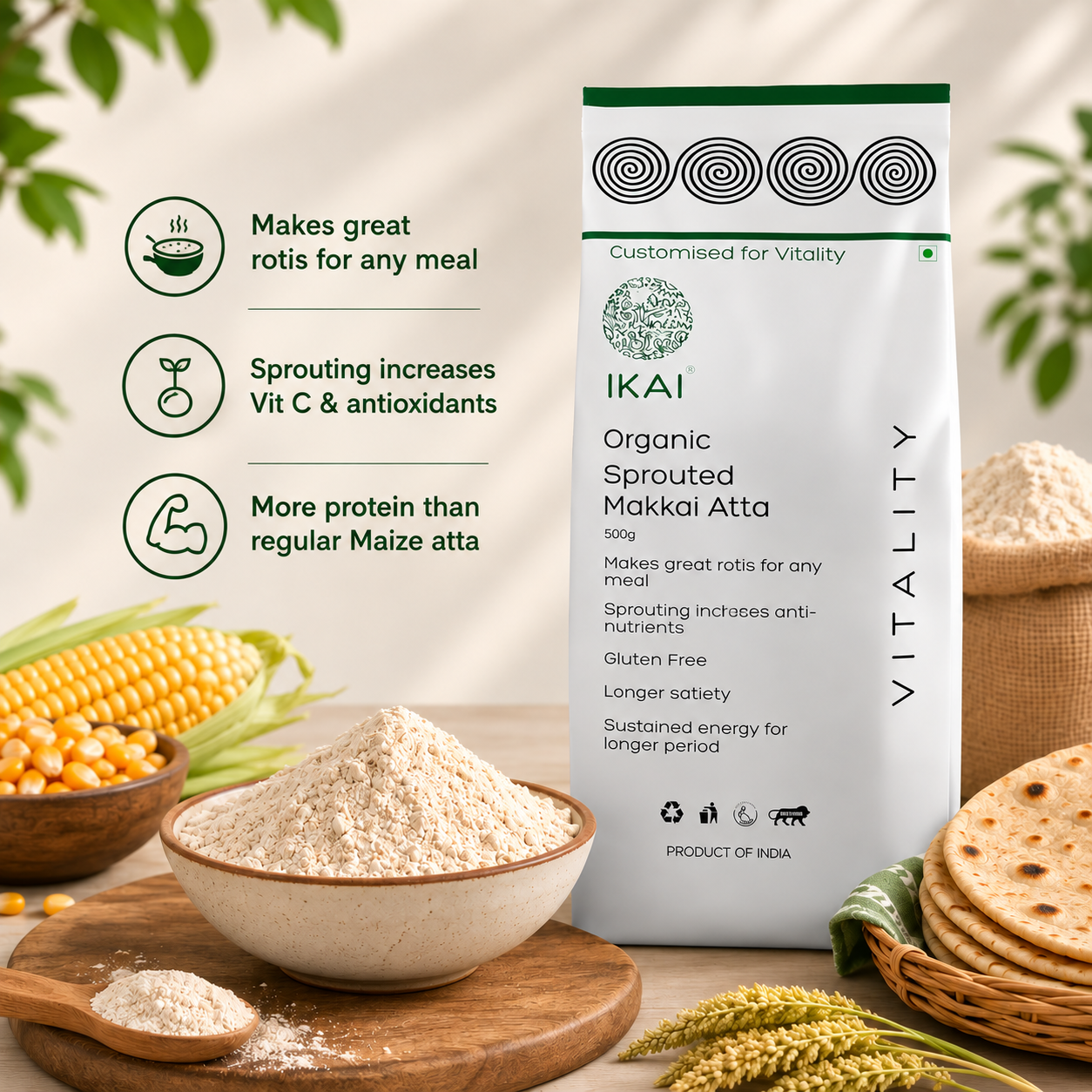 Organic Sprouted Makkai Atta