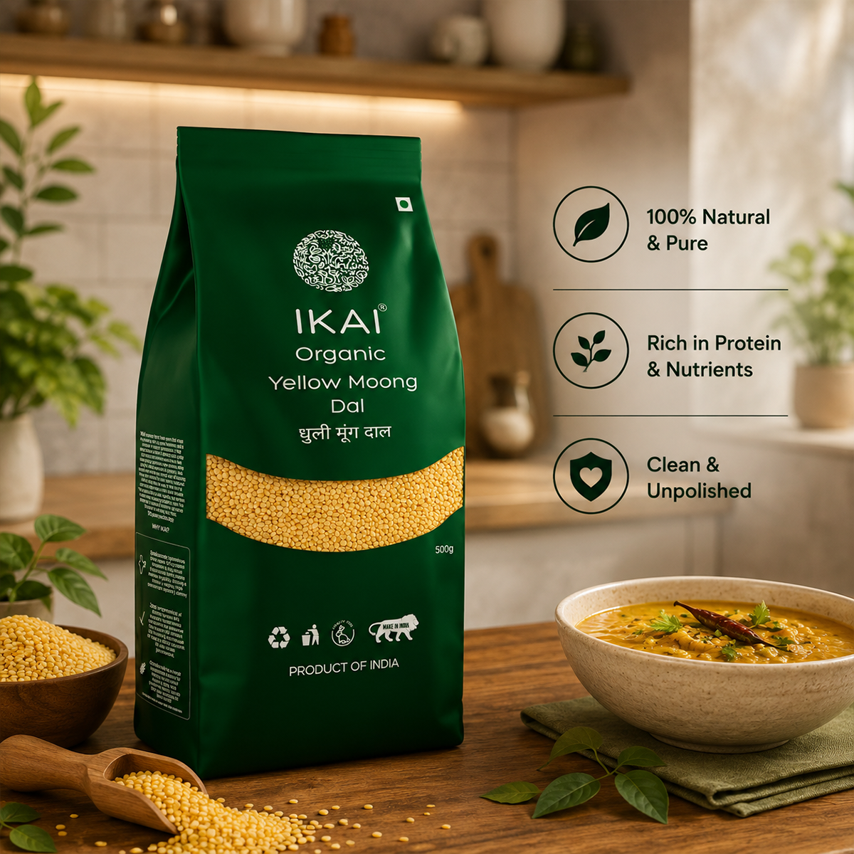 Organic Yellow Moong Dal - ikai organic