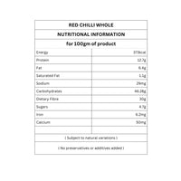 Organic Whole Red Chilli | Sabut Lal Mirch | Sundried | Red Colour | Hot | 50g