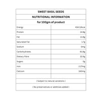 Organic Sweet Basil Seeds | Sabja | Customised for Vitality | High Protein | 100g