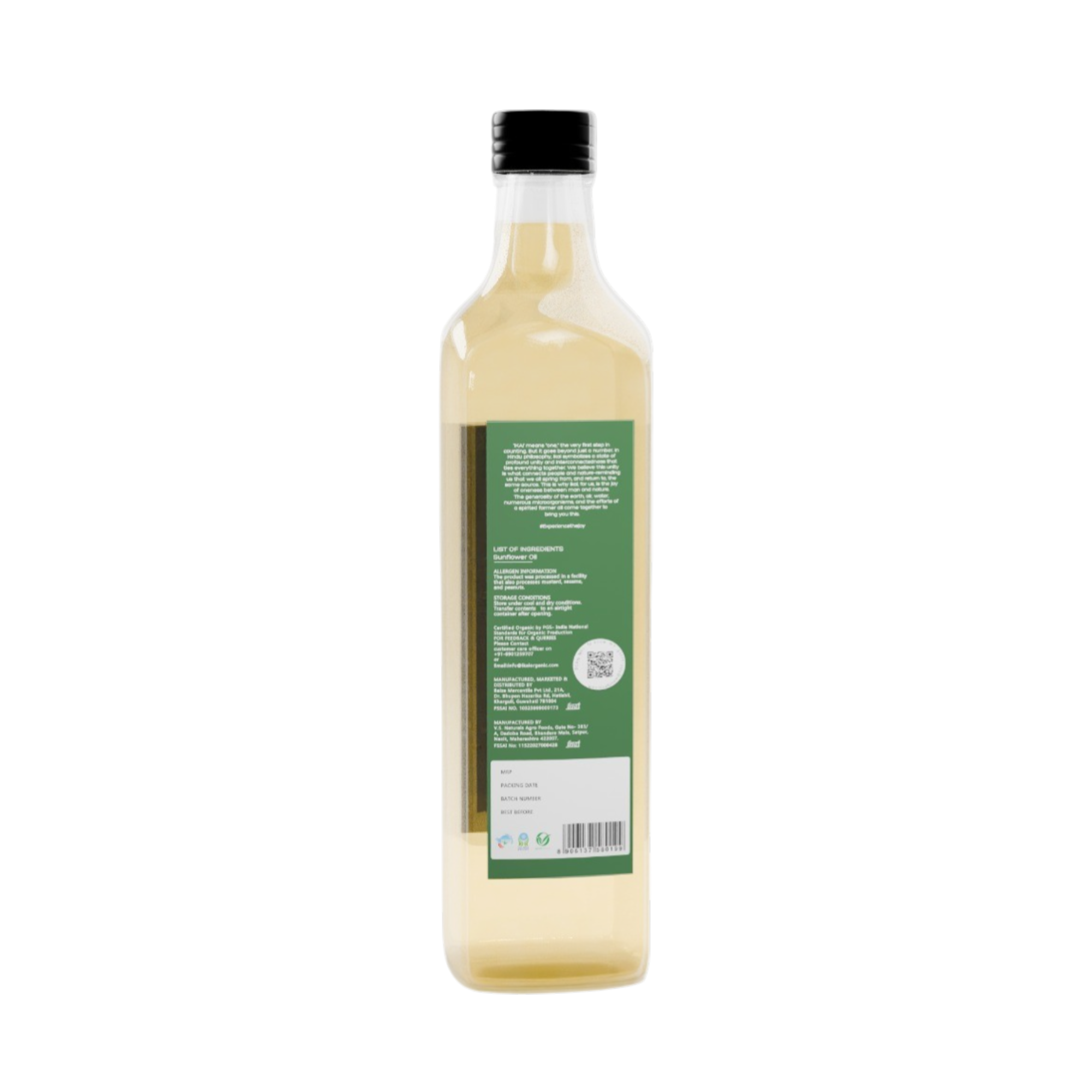 Organic Sunflower Oil | Cold Pressed | Wood Pressed | Unrefined | 1000ml