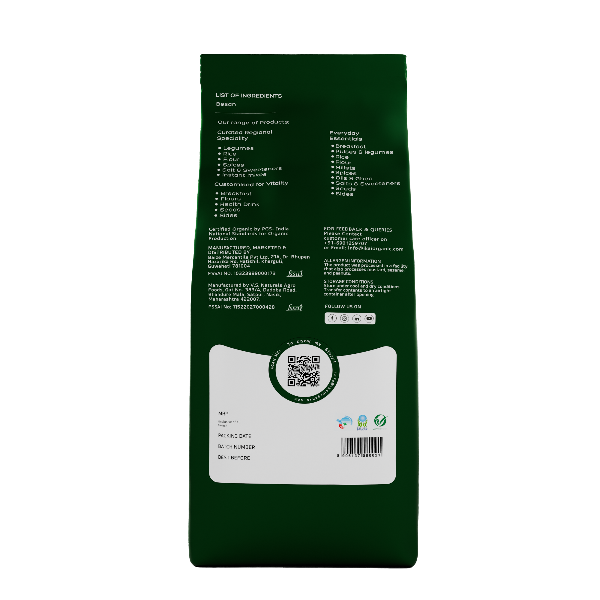 Organic Besan | Gram flour | Gluten Free | Natural Protein Foods | 450g