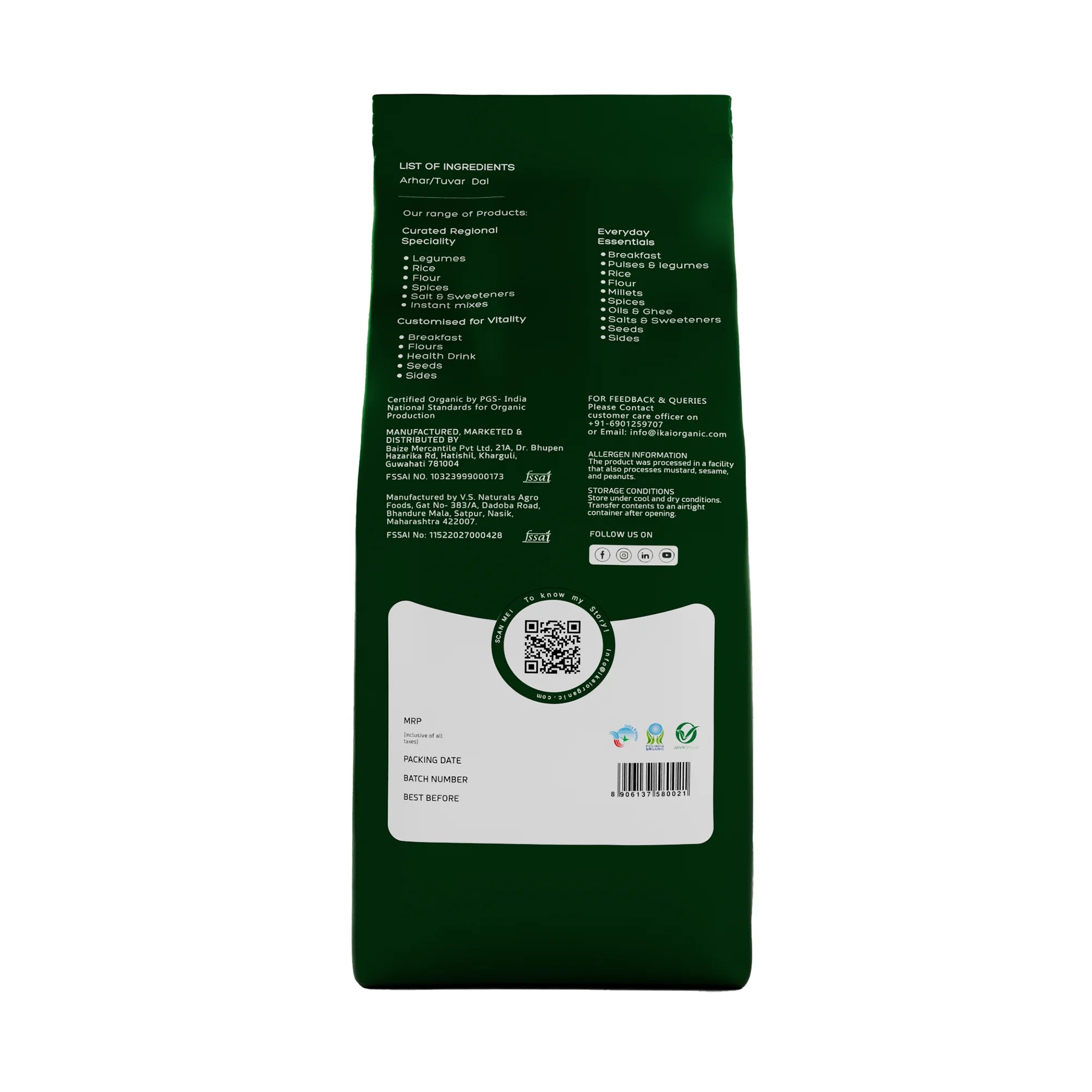 Organic Arhar/Tuvar Dal | Pigeon Pea | Gluten Free Indian Food | 500g