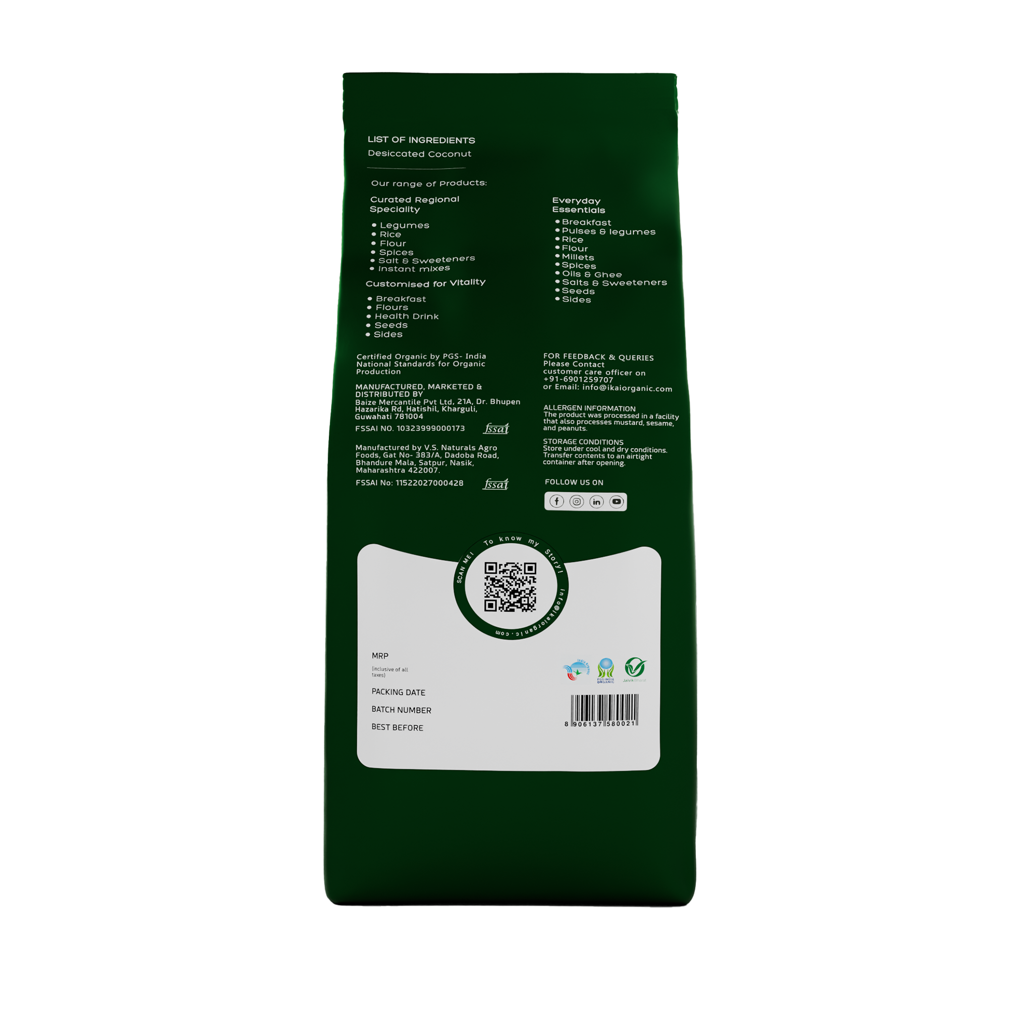 Natural Desiccated Coconut | High Fibre | Healthy Fats | Unsweetened | 250g