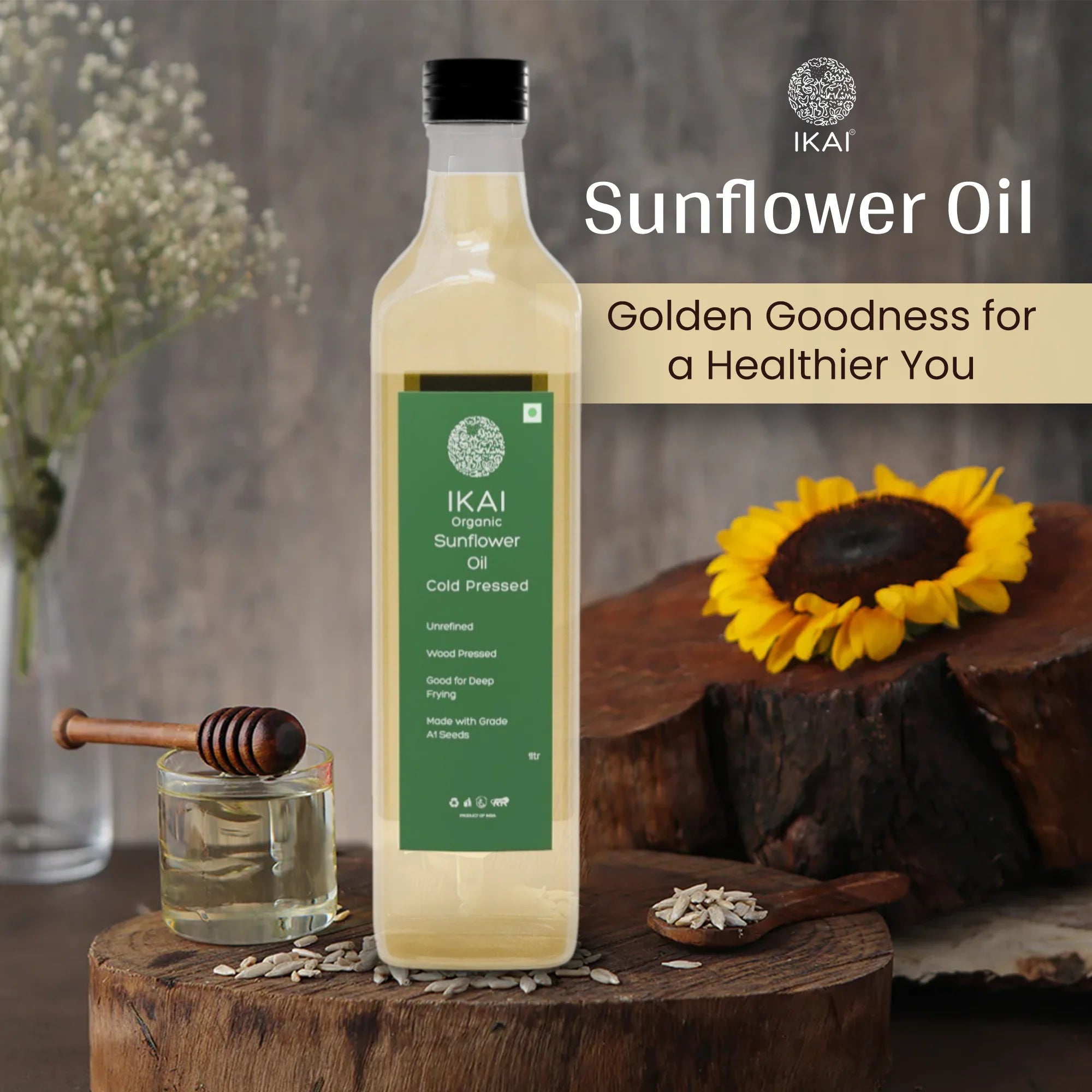 Organic Sunflower Oil | Cold Pressed | Wood Pressed | Unrefined | 500ml