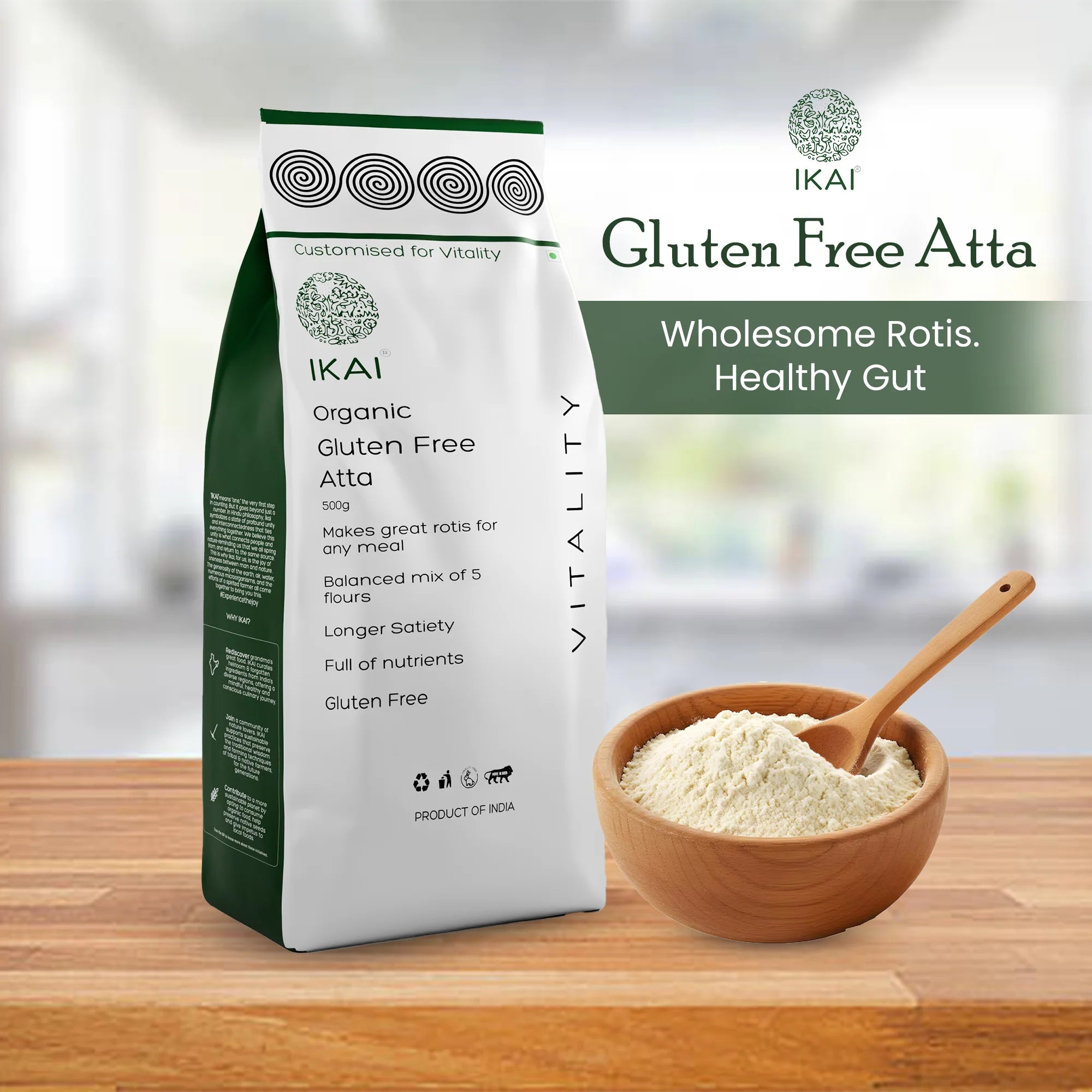 Organic Gluten Free Atta | Naturally Gluten Free | Flour Mix | Customised for Vitality | 500g