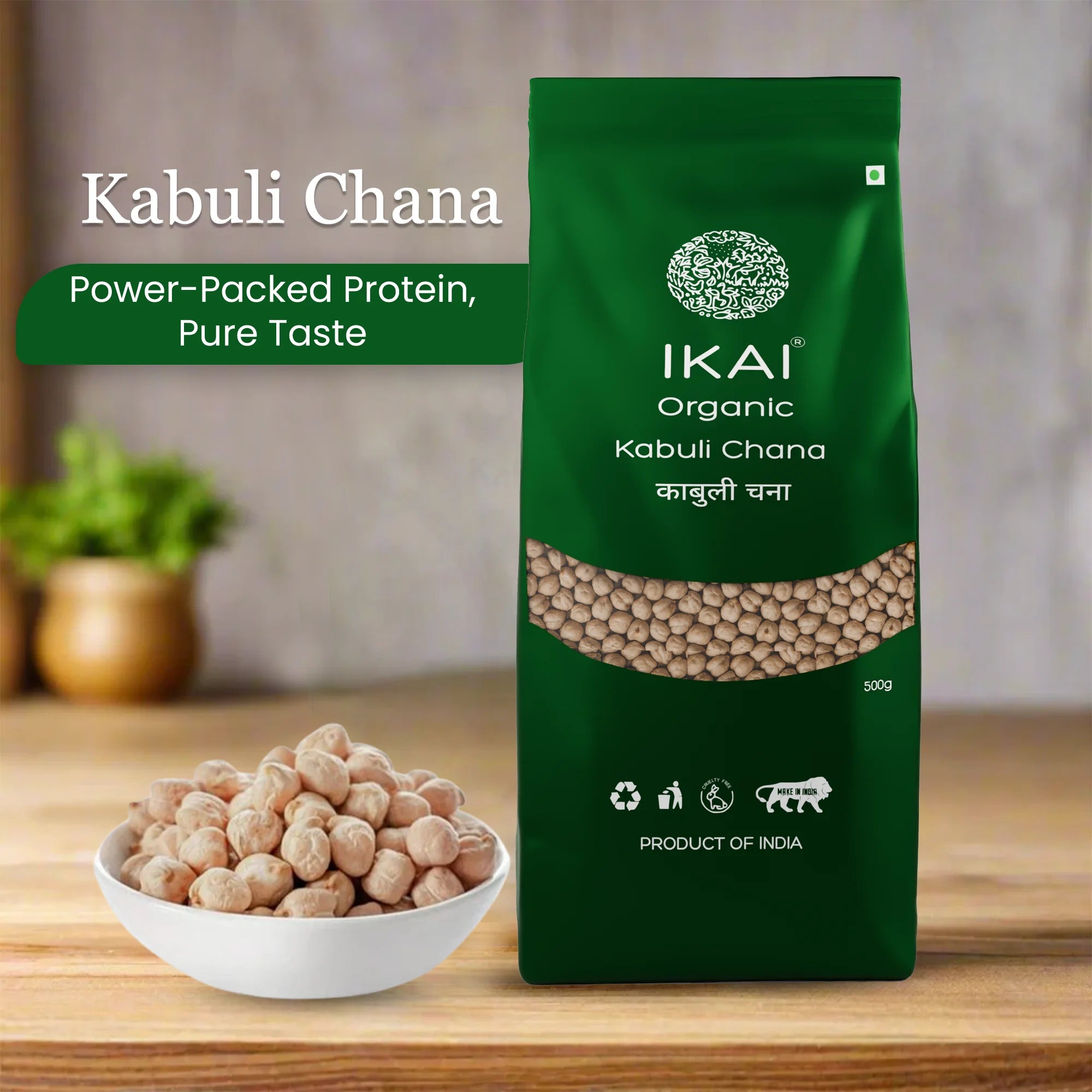 Organic Kabuli Chana | White Chickpea | Natural Protein Foods | 500g