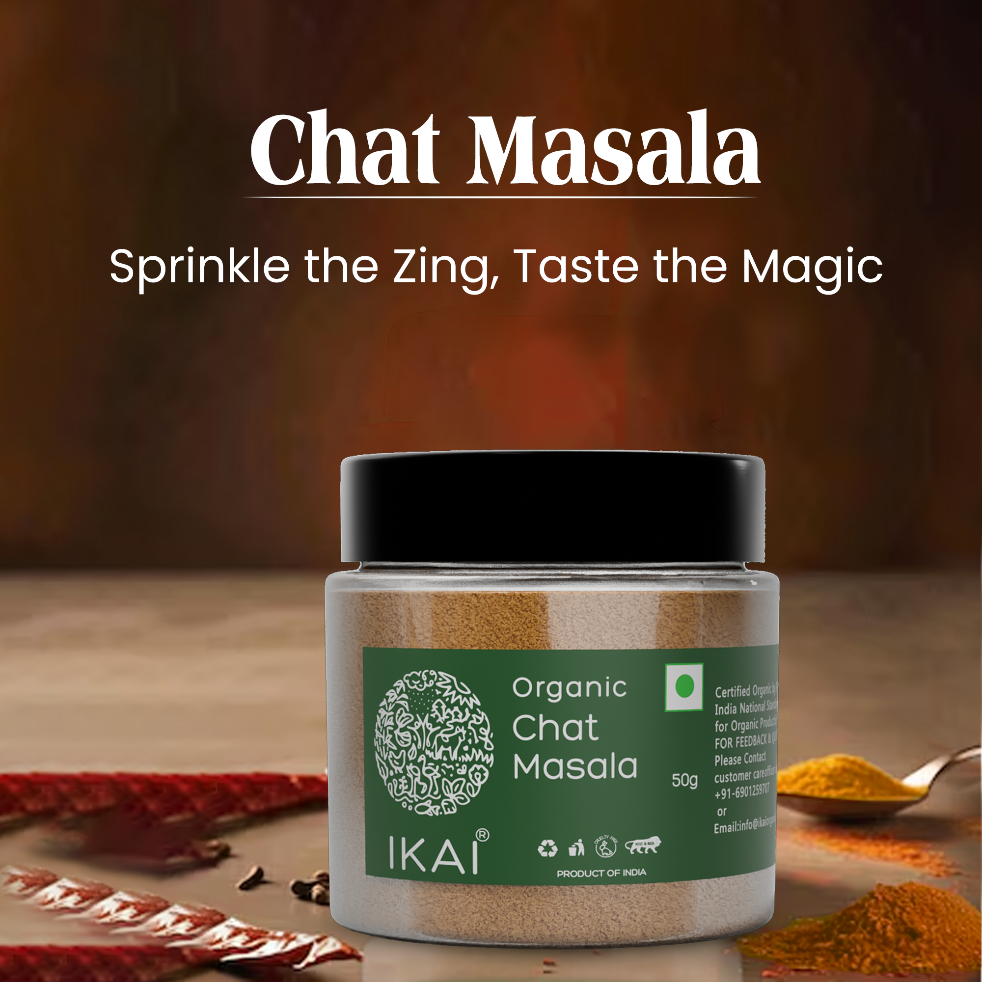 Organic Chat Masala | Chatpata Spice Mix | Premium Spice Blend | Pure | 50g