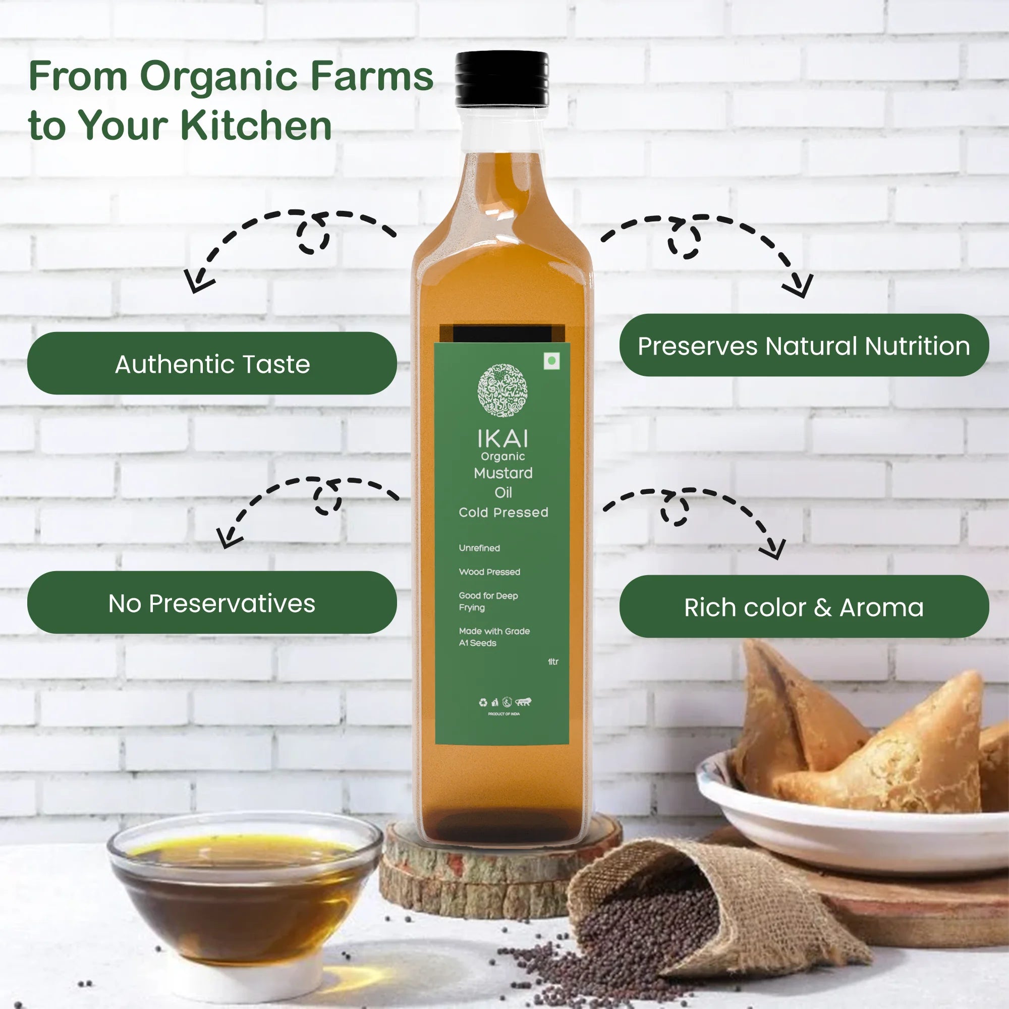 Organic Mustard Oil | Sarson Ka tel | Cold Pressed | Wood Pressed | 500ml