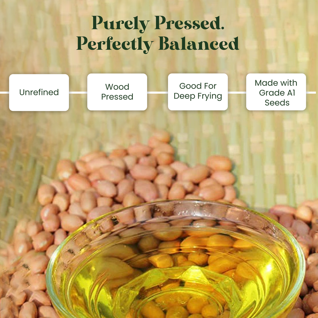 Organic Groundnut Oil | Cold Pressed | Wood Pressed | Unrefined | 1000ml