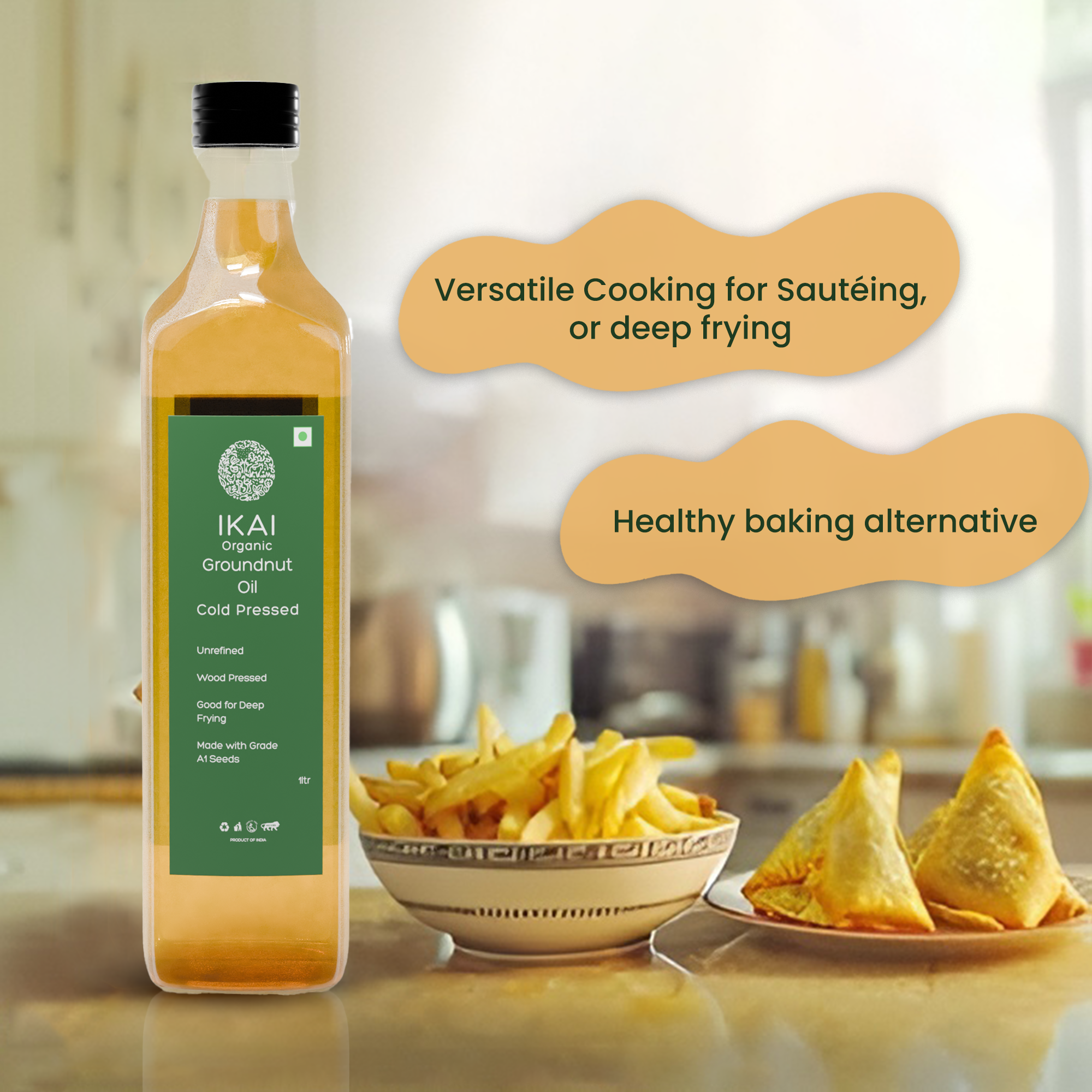 Organic Groundnut Oil | Cold Pressed | Wood Pressed | Unrefined | 500ml