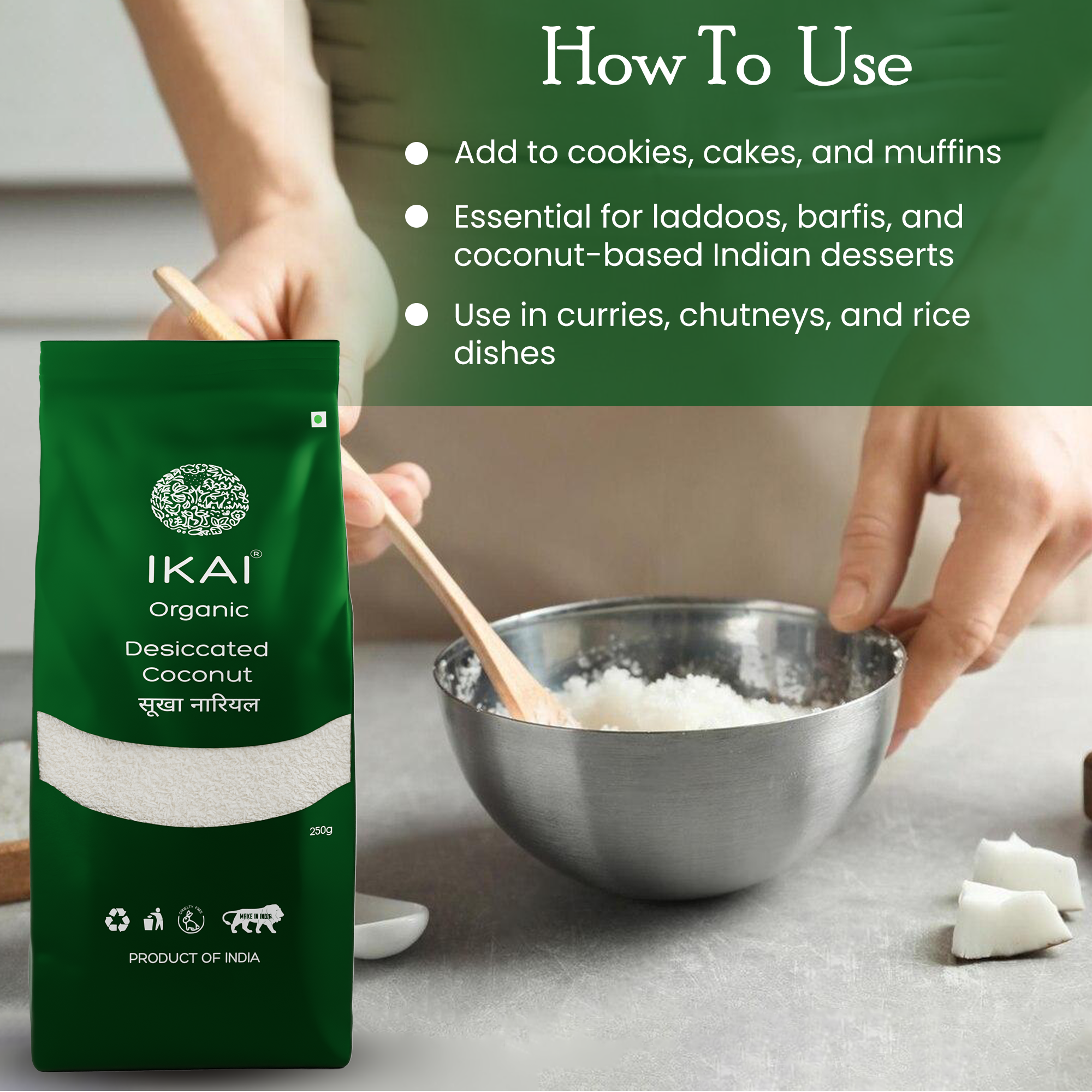 Natural Desiccated Coconut | High Fibre | Healthy Fats | Unsweetened | 250g