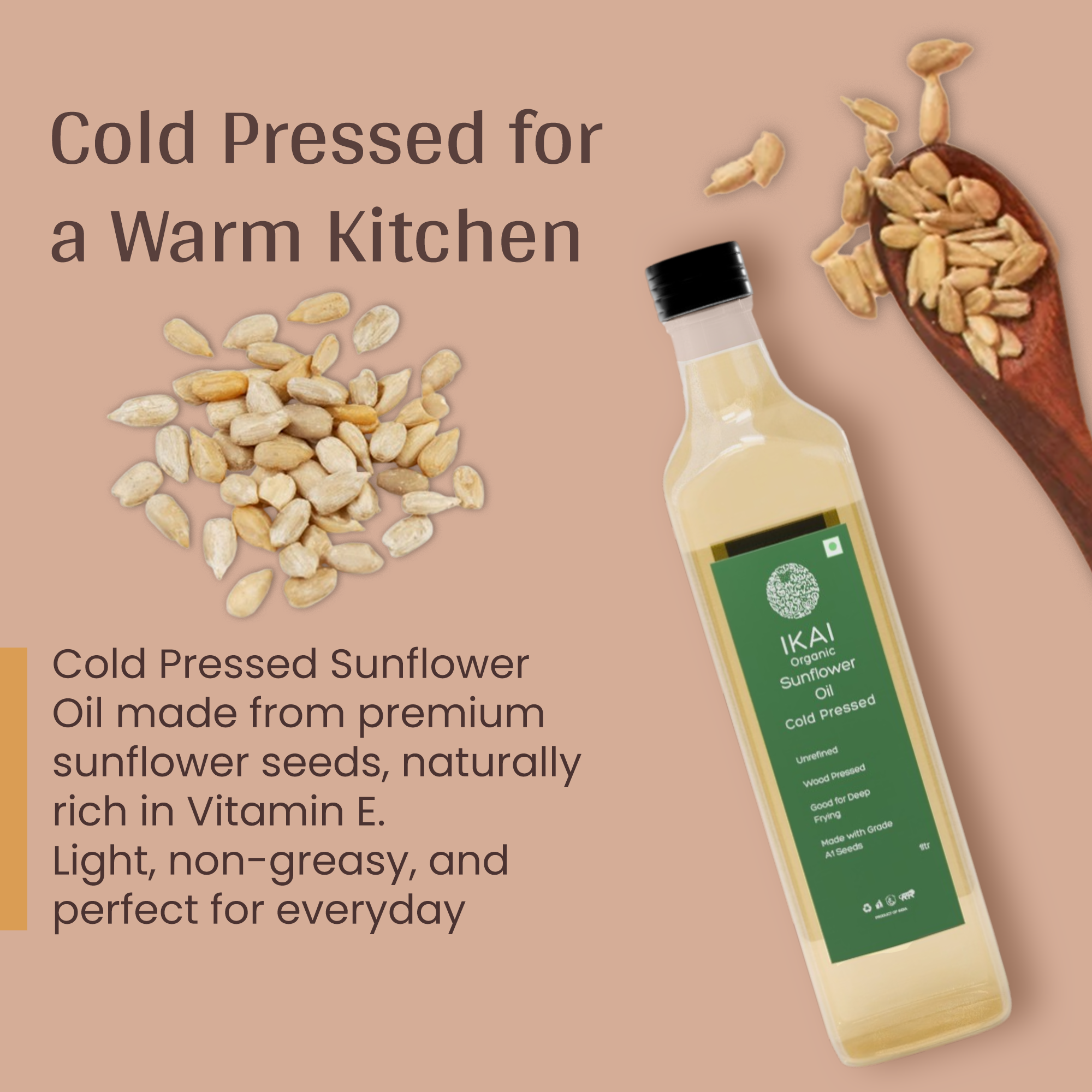 Organic Sunflower Oil | Cold Pressed | Wood Pressed | Unrefined | 1000ml