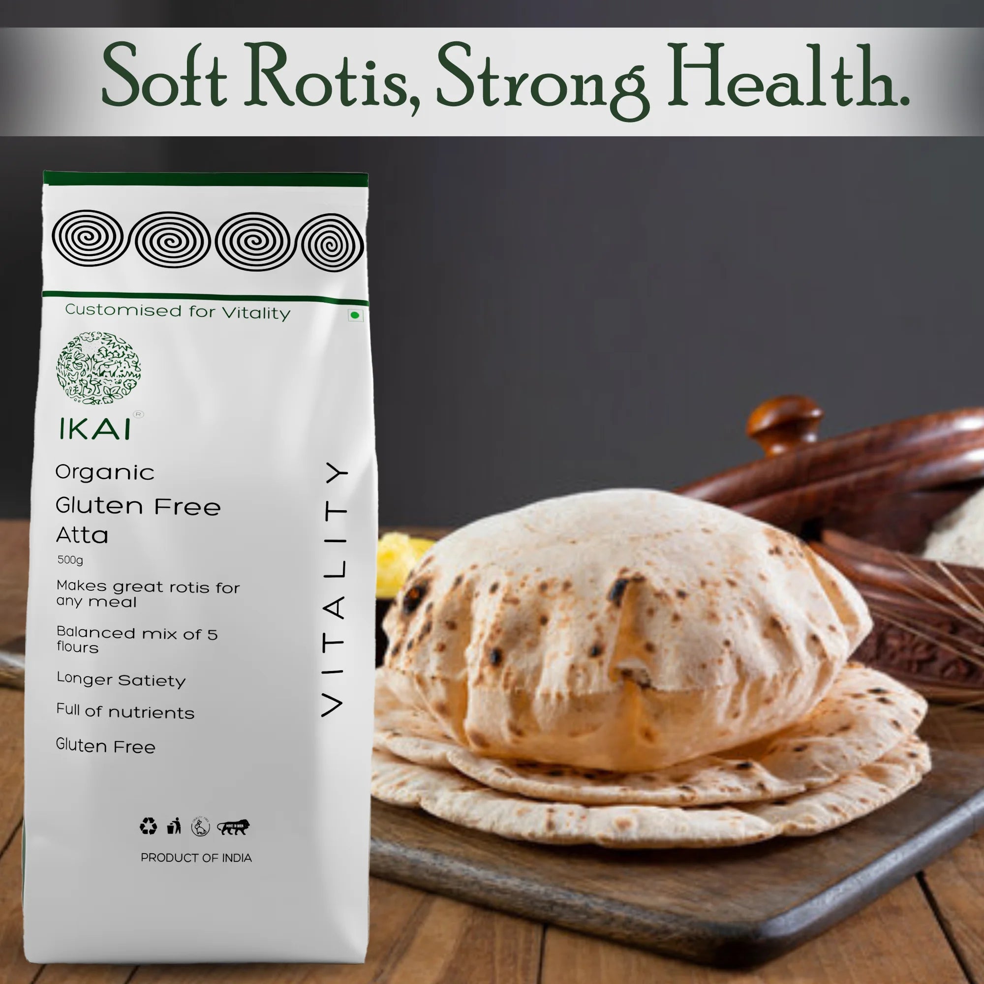 Organic Gluten Free Atta | Naturally Gluten Free | Flour Mix | Customised for Vitality | 500g