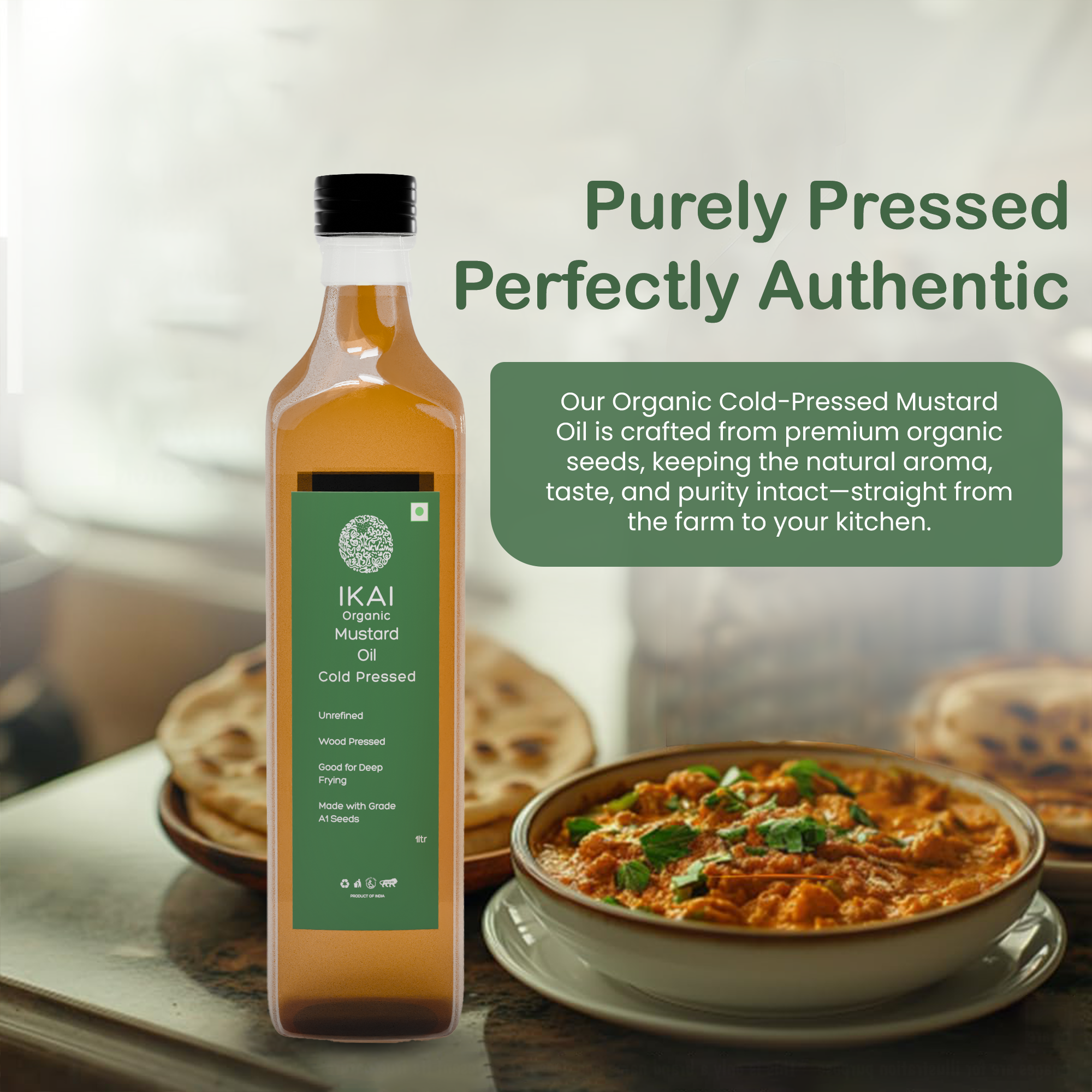 Organic Mustard Oil | Sarson Ka tel | Cold Pressed | Wood Pressed | 1000ml