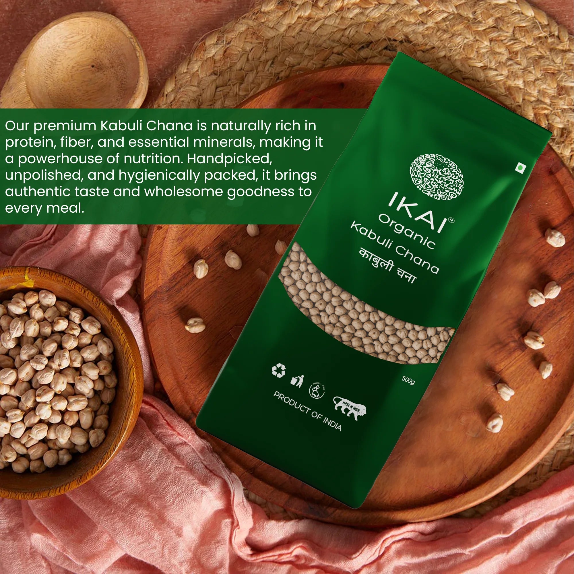 Organic Kabuli Chana | White Chickpea | Natural Protein Foods | 500g