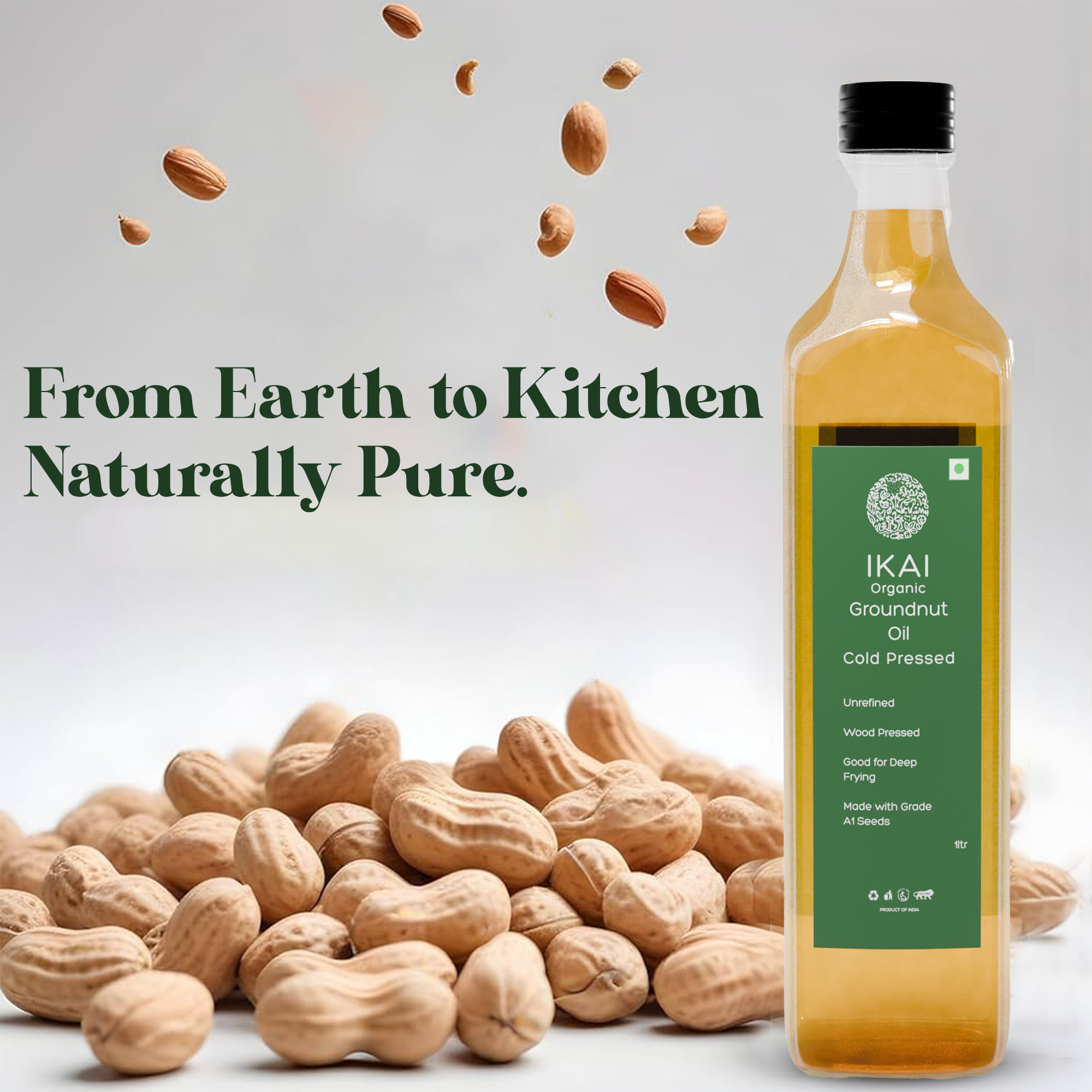 Organic Groundnut Oil | Cold Pressed | Wood Pressed | Unrefined | 500ml