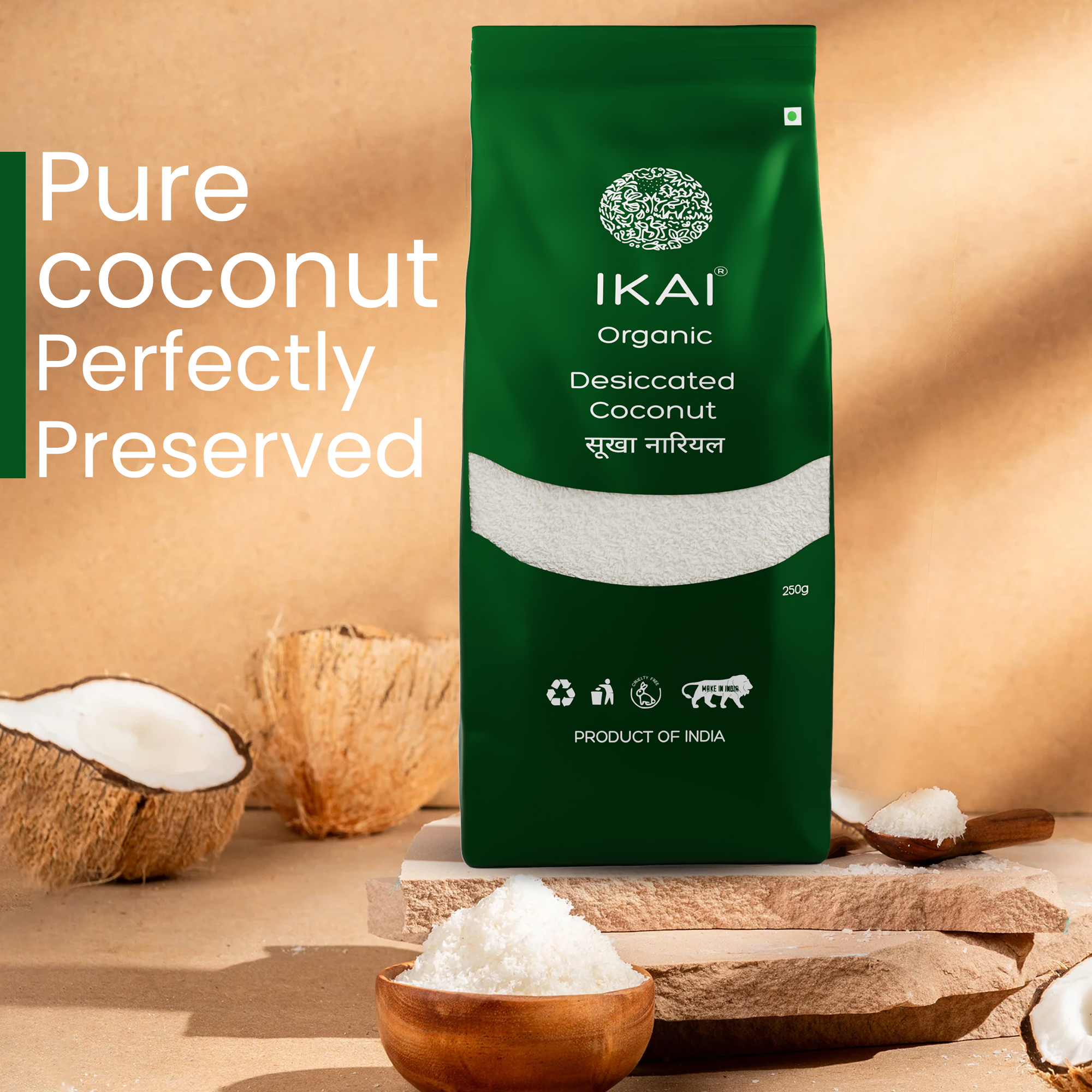 Natural Desiccated Coconut | High Fibre | Healthy Fats | Unsweetened | 250g