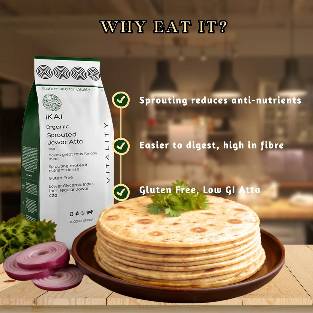Organic Sprouted Jowar Atta | Gluten Free | Sprouted | Customised for Vitality | 500g