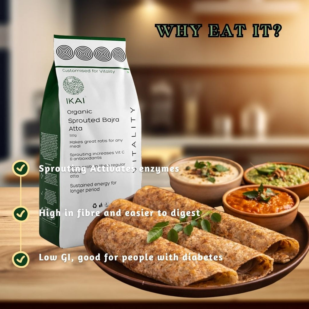 Organic Sprouted Bajra Atta | Gluten Free | Sprouted | Customised for Vitality | 500g