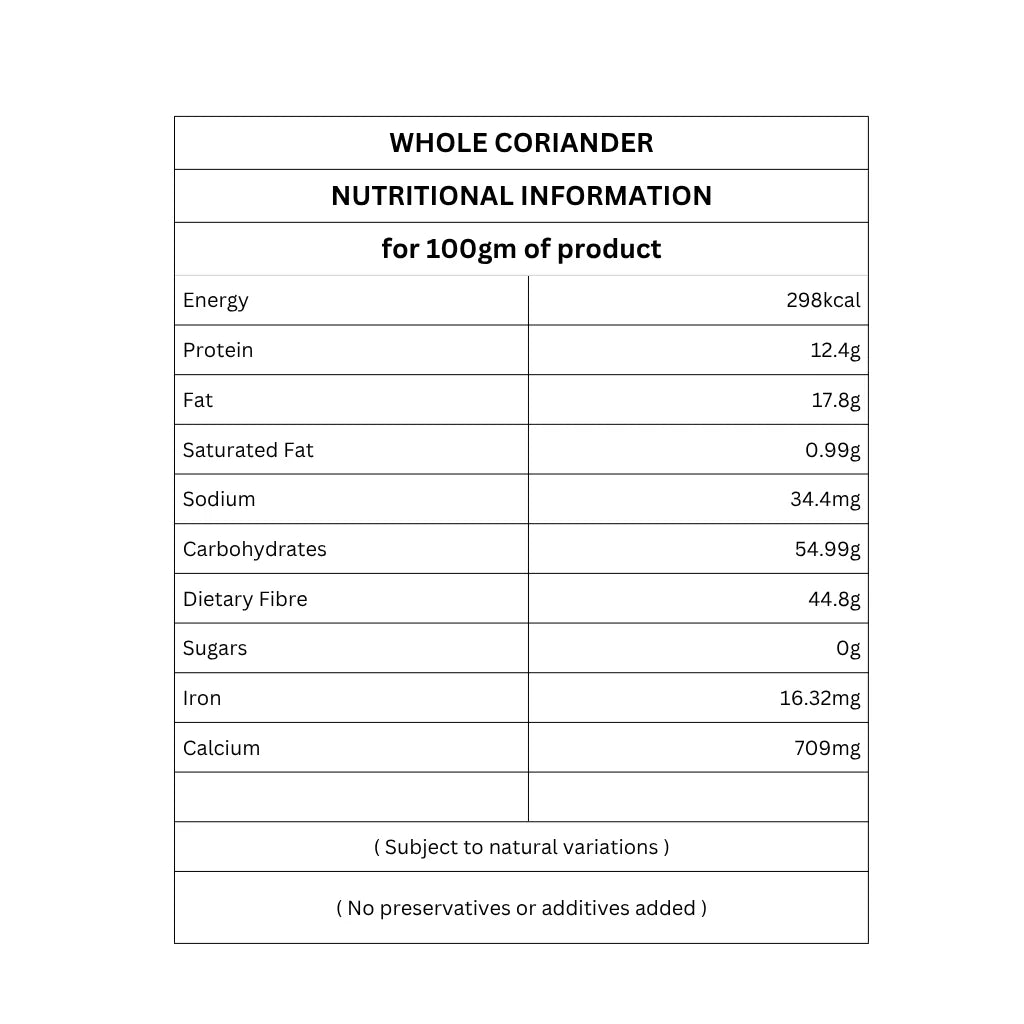 Organic Coriander Seeds | Sabut Dhaniya | Pure | Healthy & Aromatic | 50g