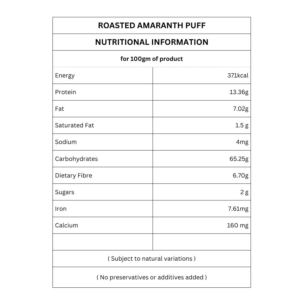 Organic Amaranth Puff | Roasted Ramdana/Rajgira | Fast Friendly | 150g