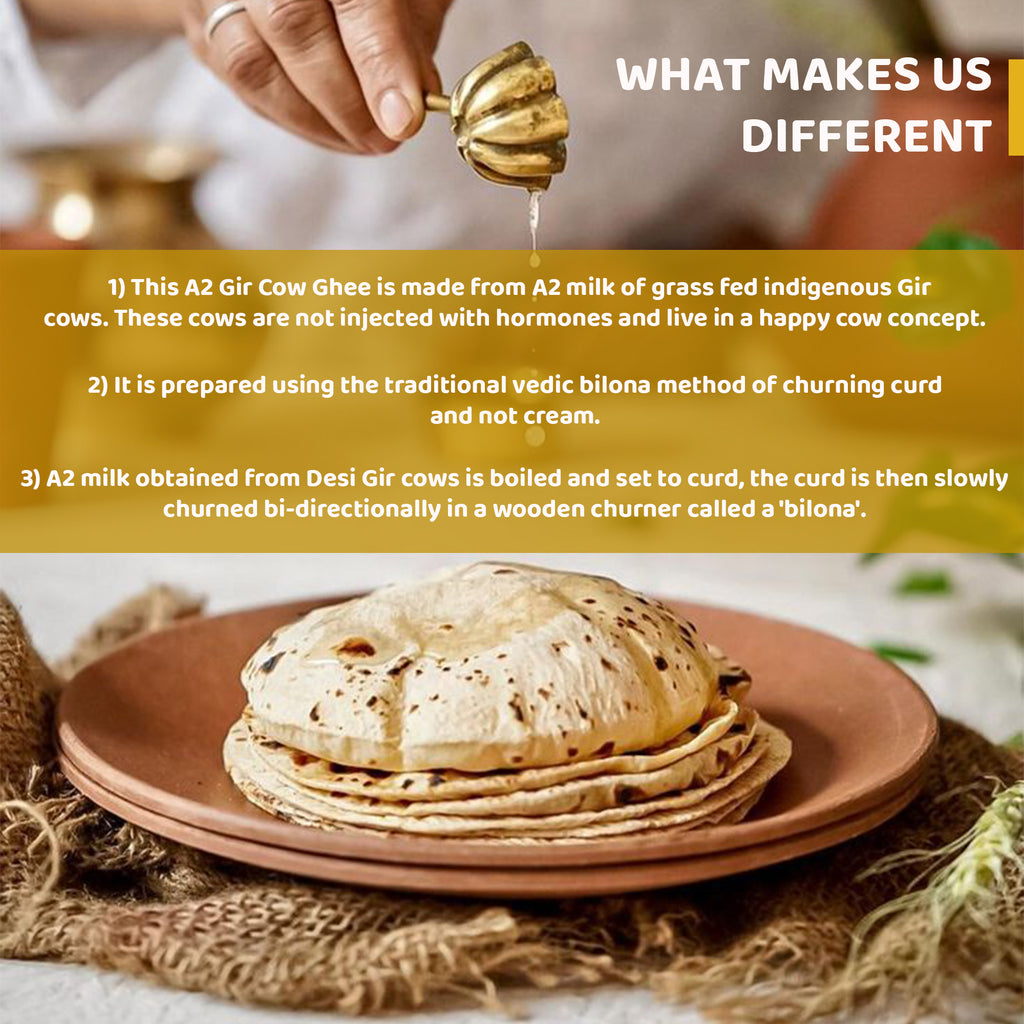 Natural A2 Gir Cow Ghee | Vedic Bilona Method | Curd Churned | 250g