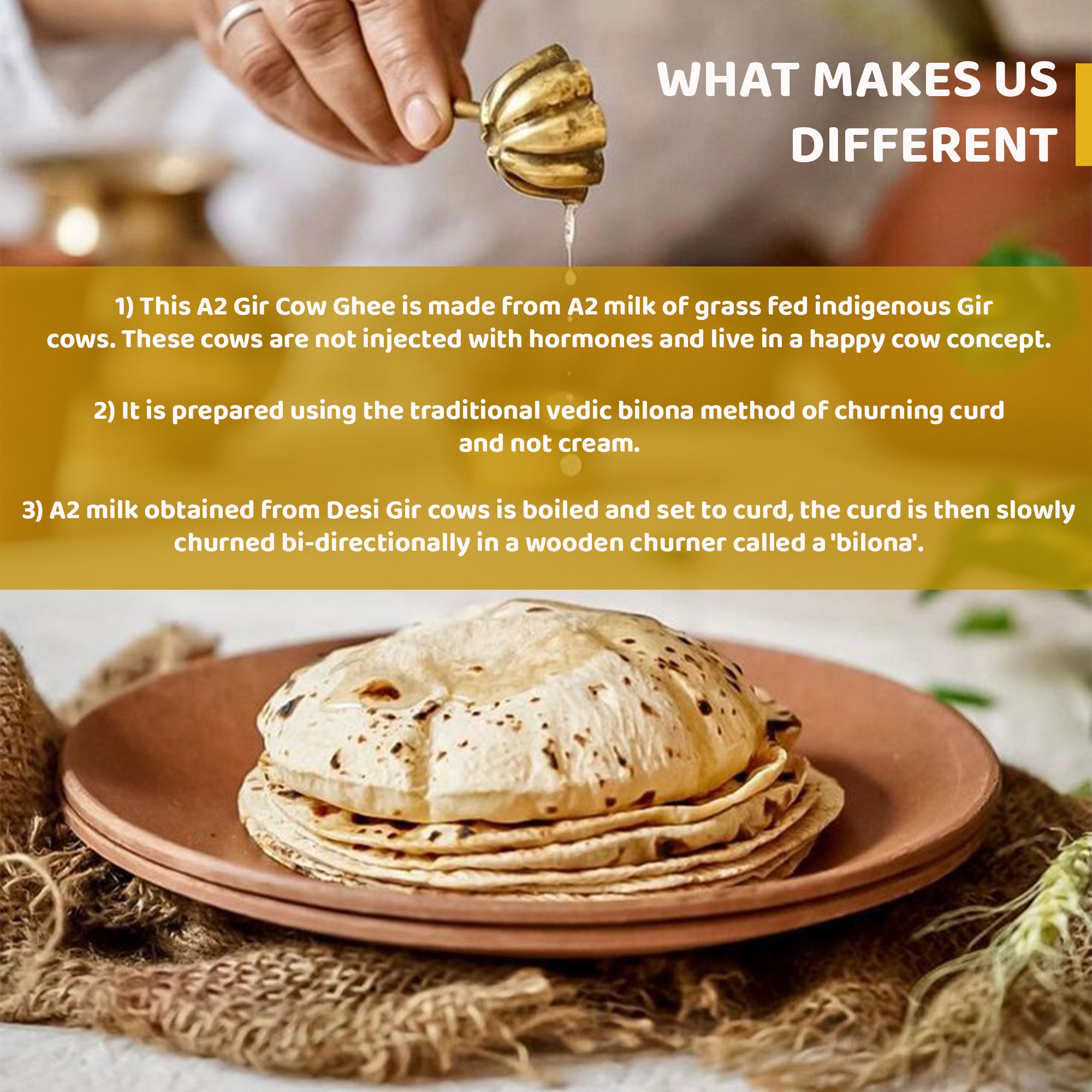 Natural A2 Gir Cow Ghee | Vedic Bilona Method | Curd Churned | 250g