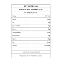 Natural Dry White Peas | Gluten Free Indian Foods | 500g