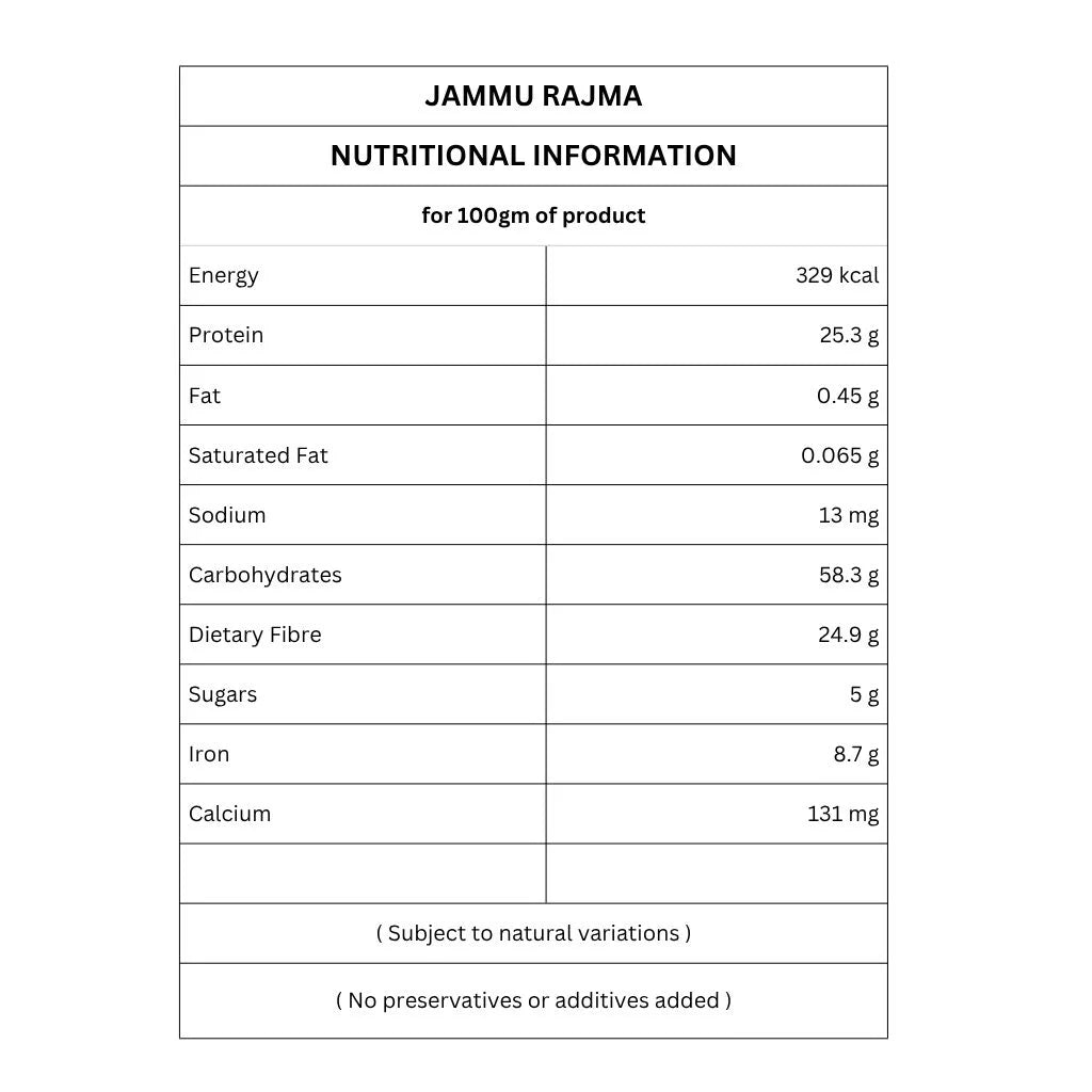 Organic Jammu Rajma | Regional Specialty–Jammu | Natural Protein Foods | 500g