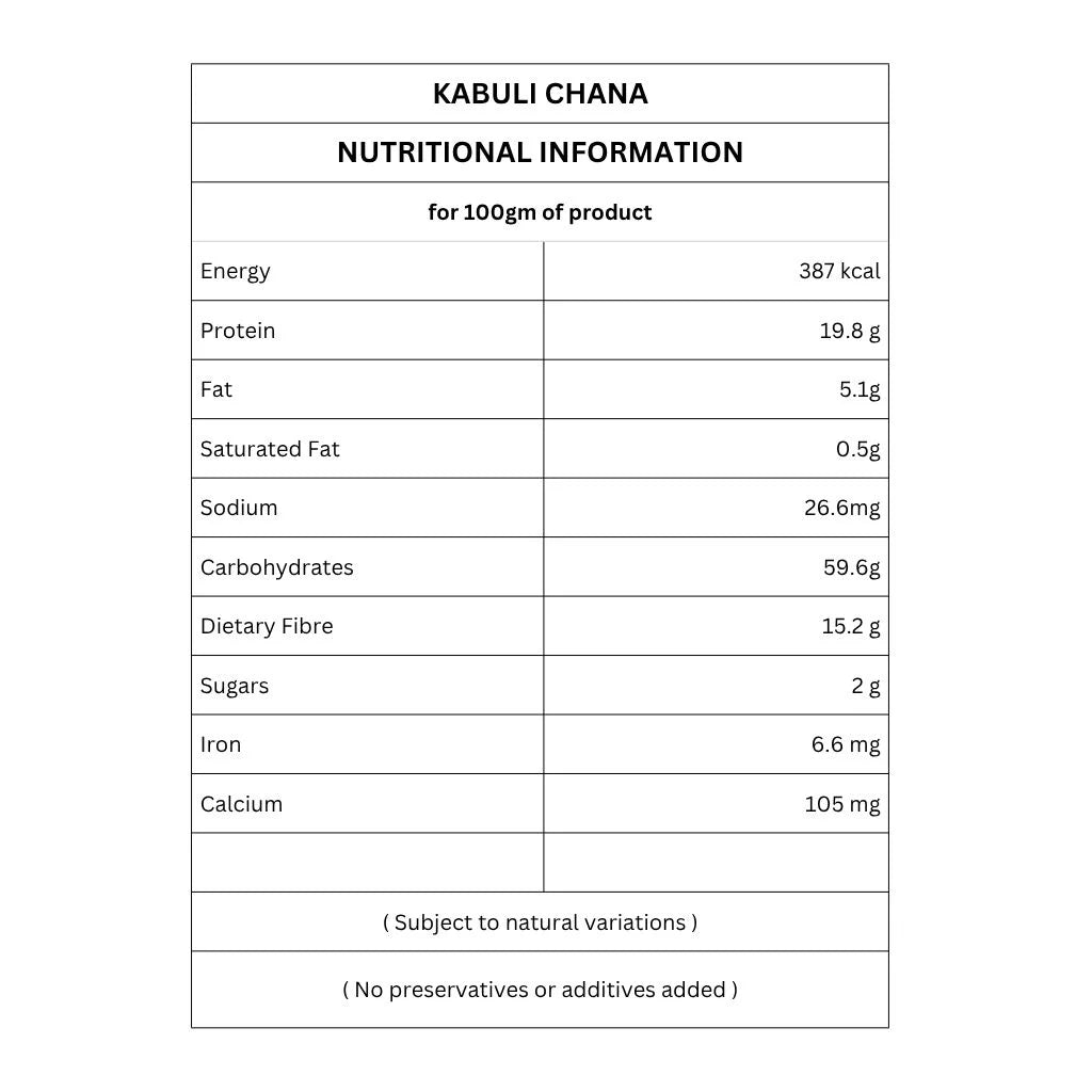 Organic Kabuli Chana | White Chickpea | 500g