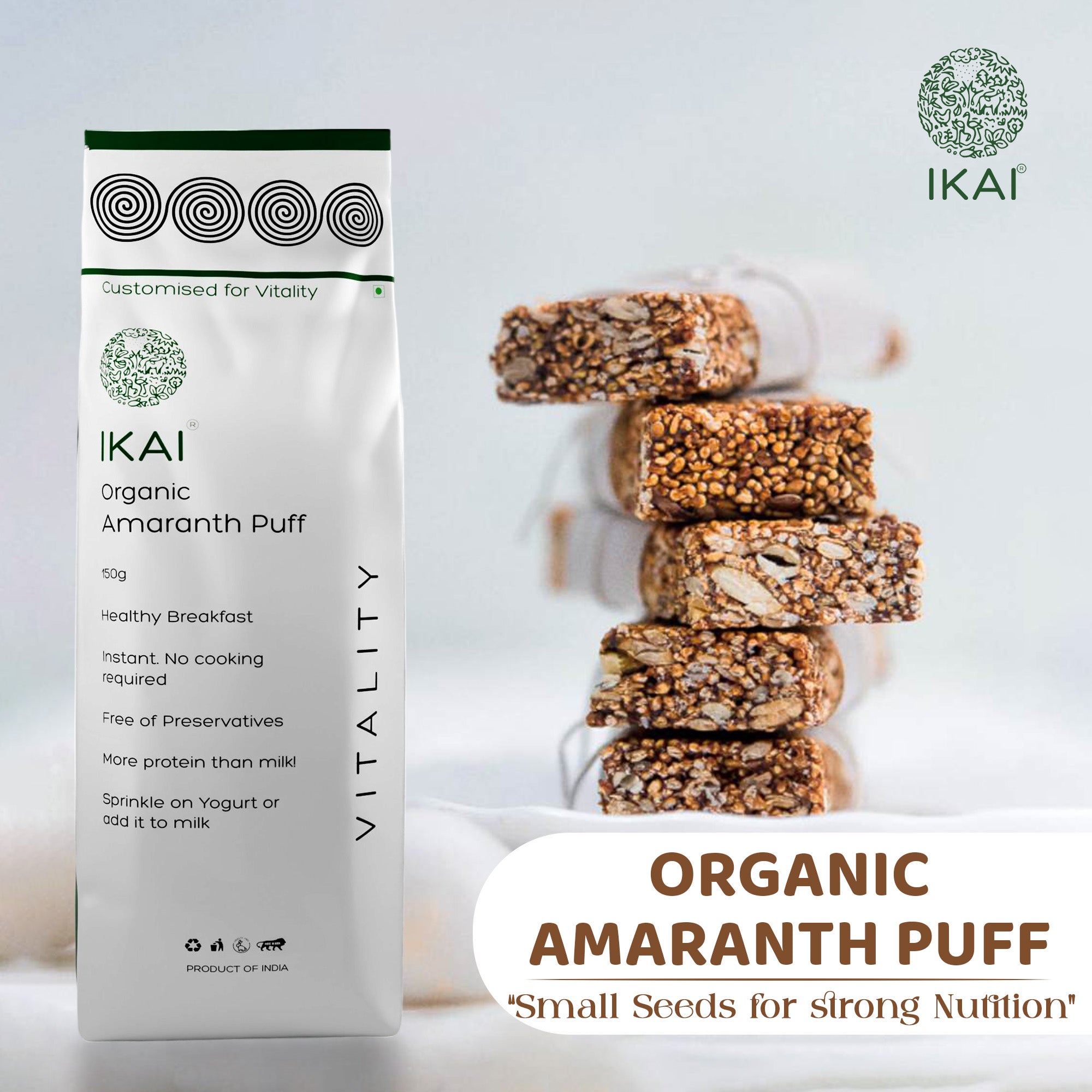 Organic Amaranth Puff | Roasted Ramdana/Rajgira | Customised for Vitality | Fast Friendly | 150g